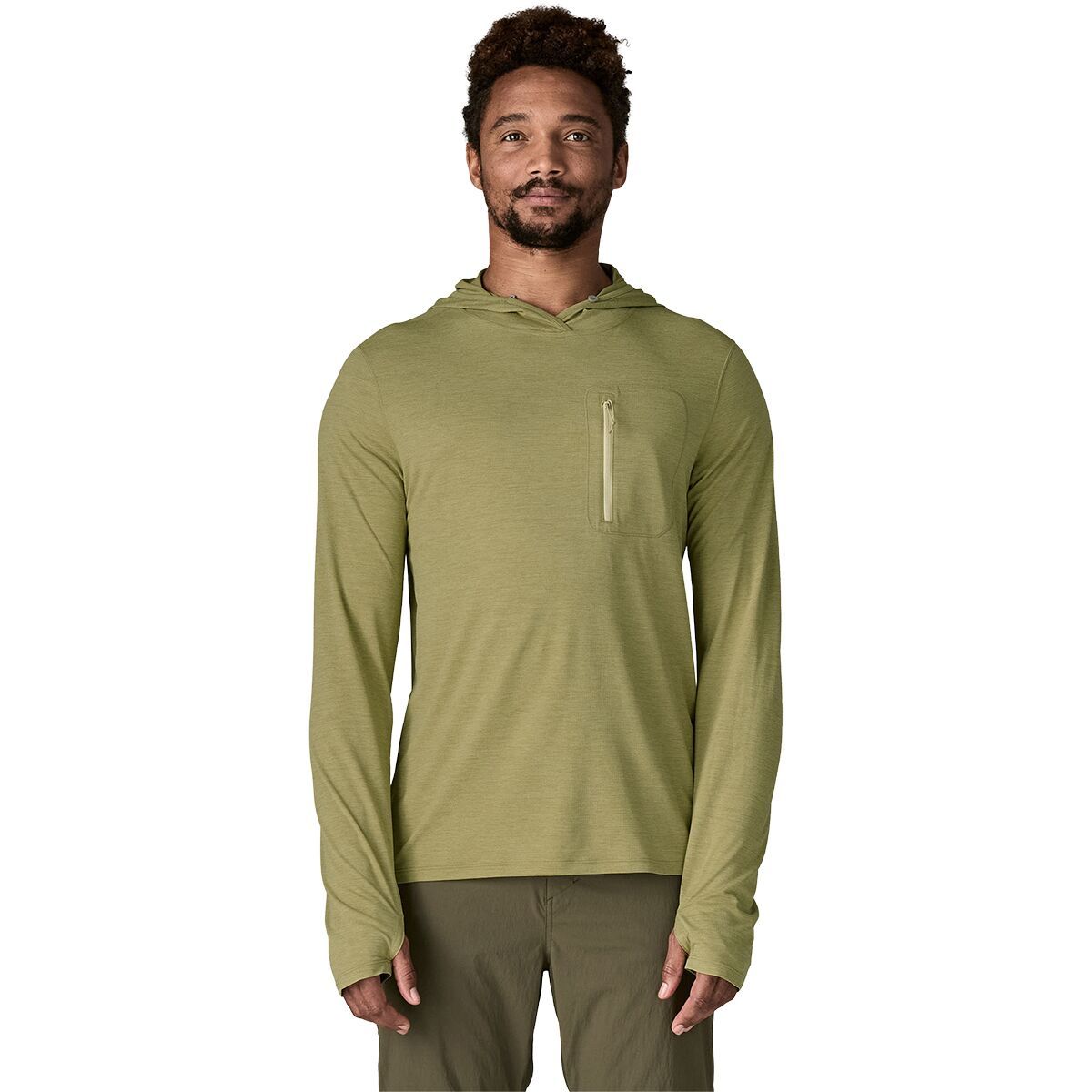 Image of Patagonia Cap Cool Sun Hoodie - Men's Gumtree Green/Light Gumtree Green X-Dye, XL