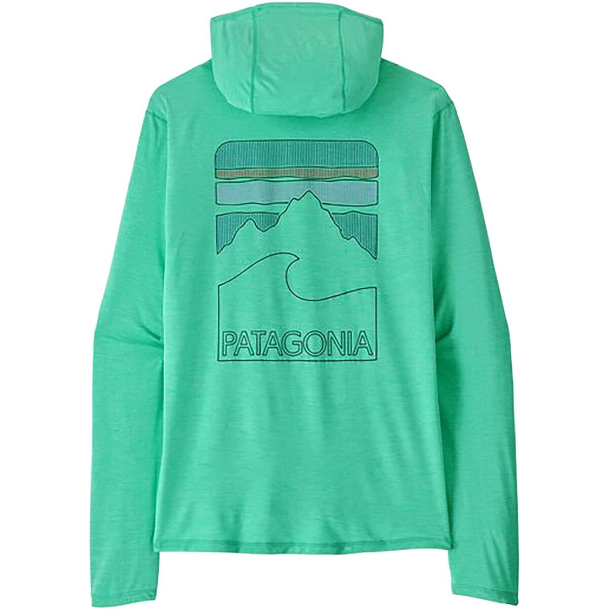 Image of Patagonia Cap Cool Sun Hoodie - Peak Visions - Men's Aqua Stone/Early Teal X-Dye, M