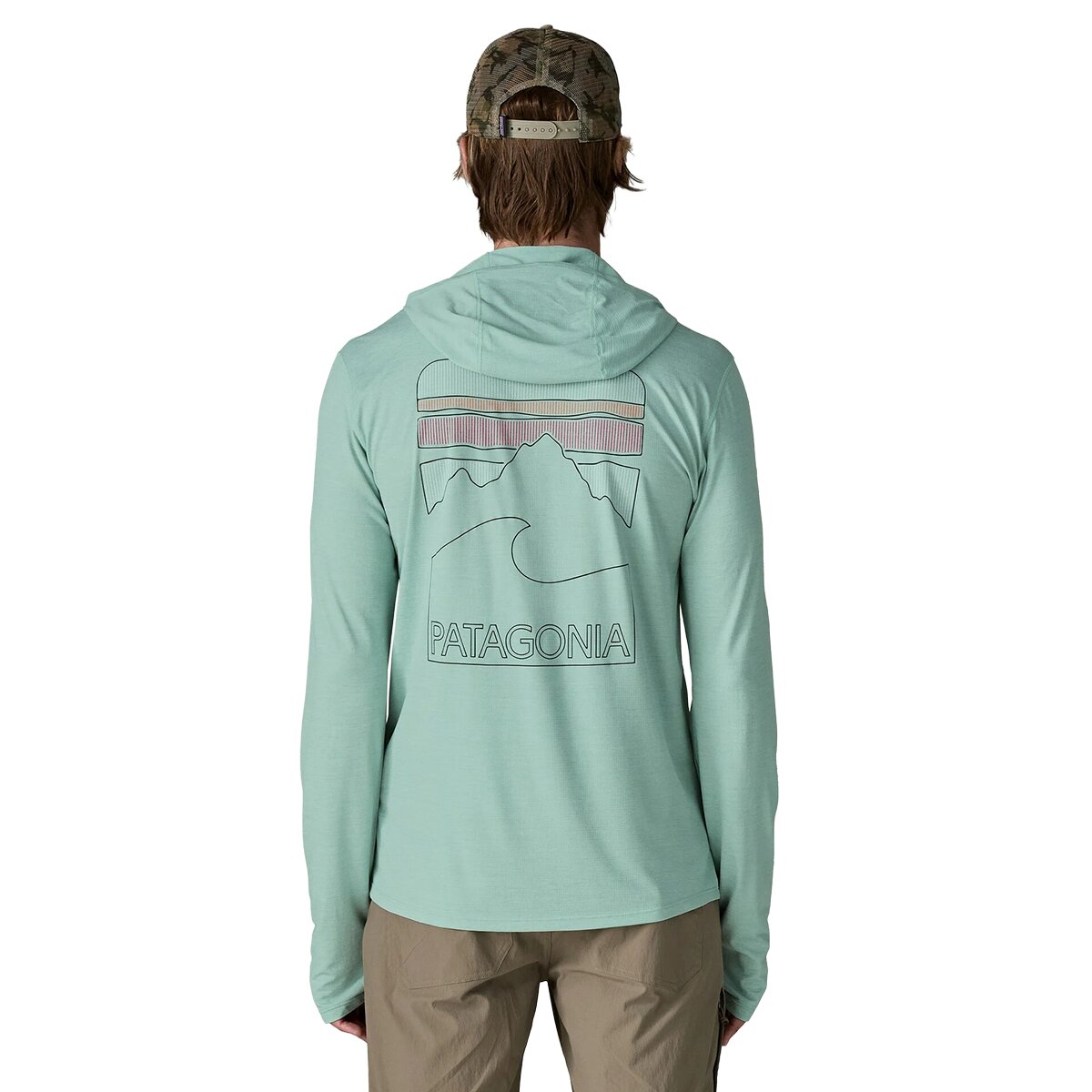 Image of Patagonia Capilene Cool Peak Visions Sun Hoodie - Men's Thermal Blue/Thin Ice X-Dye, XL