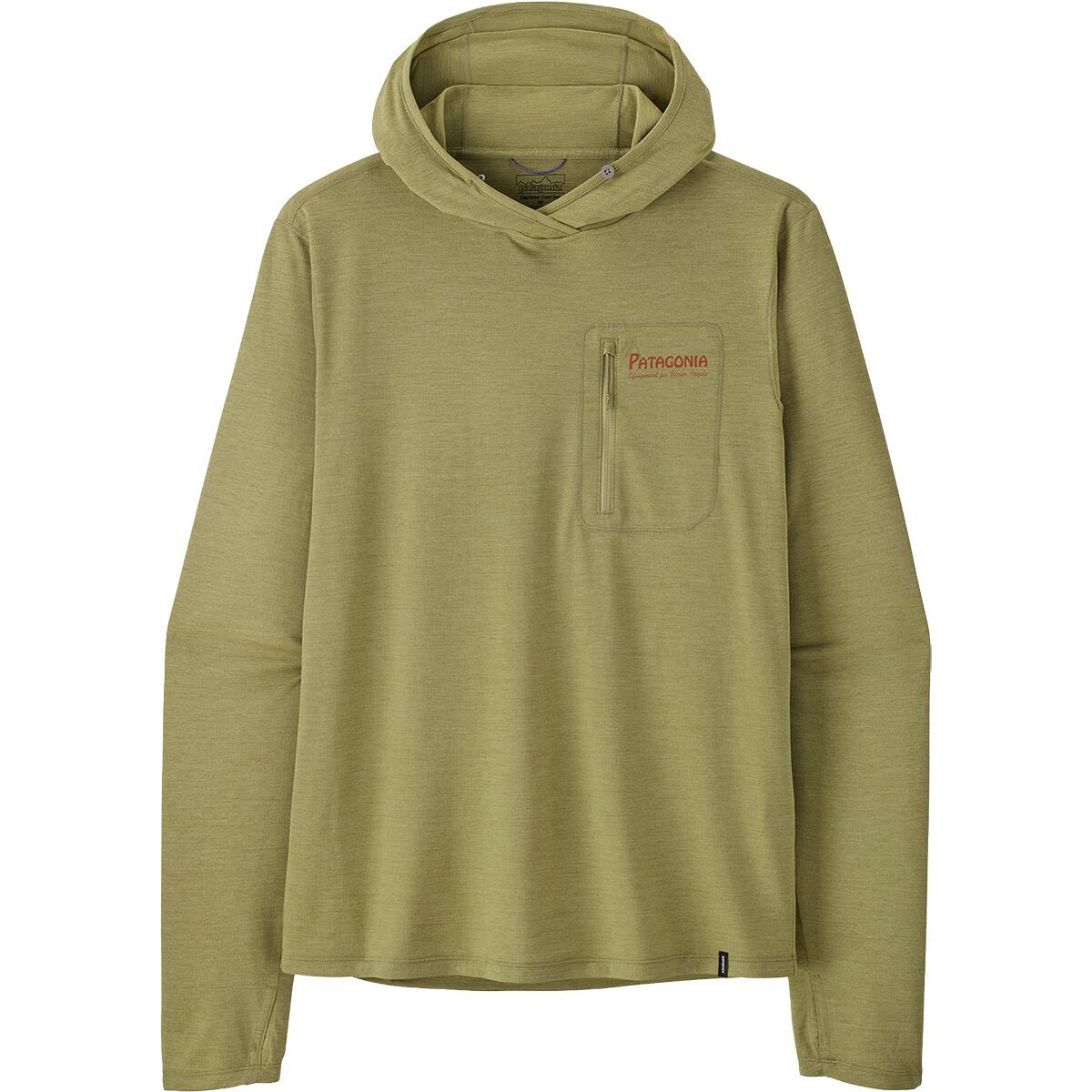Image of Patagonia Cap Cool Sun Hoodie - Water People Banner - Men's Gumtree Green/Light Gumtree Green X-Dye, XXL