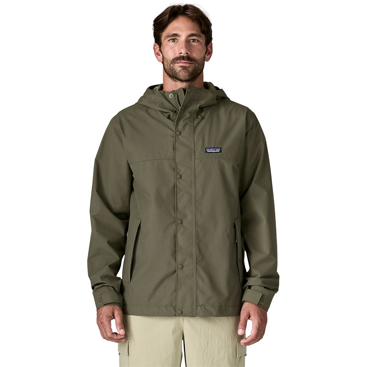 Image of Patagonia Outdoor Everyday Rain Jacket - Men's Basin Green, L