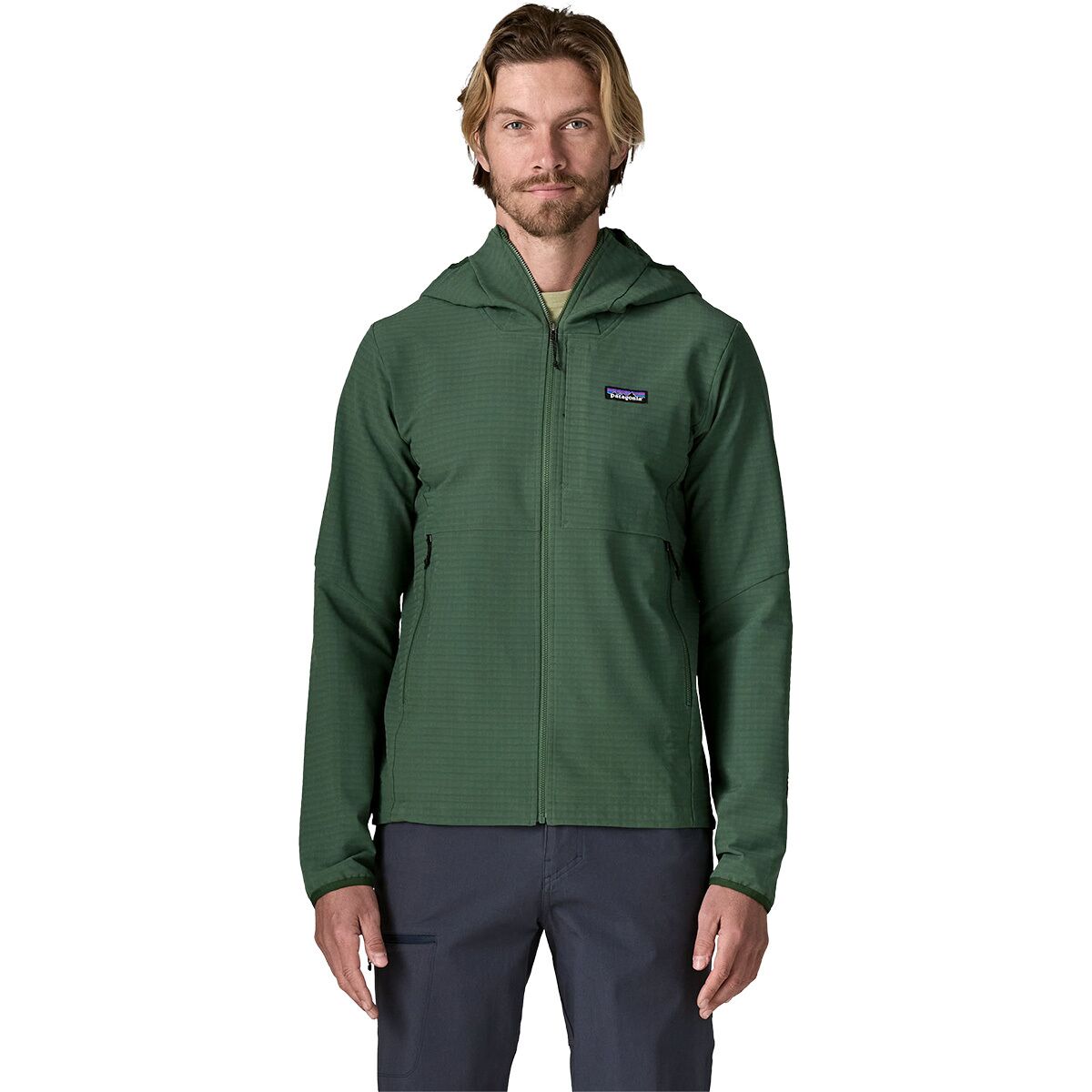 Image of Patagonia R1 TechFace Hooded Fleece Jacket - Men's Canopy Green, XXL