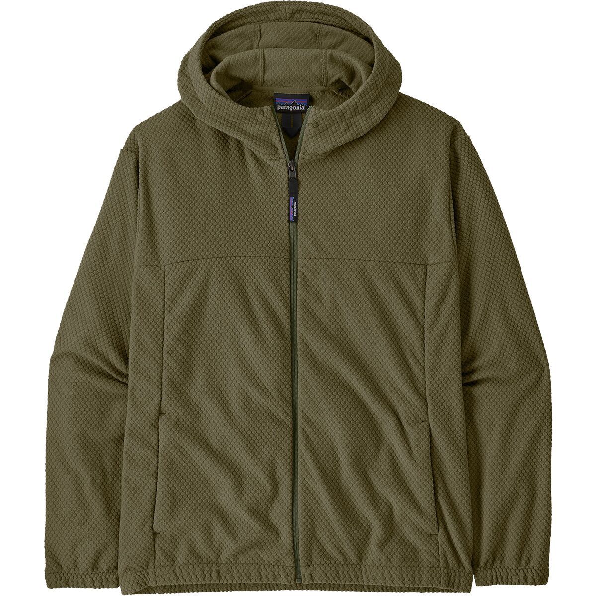 Image of Patagonia Textured Fleece Hooded Jacket - Men's Basin Green, XL