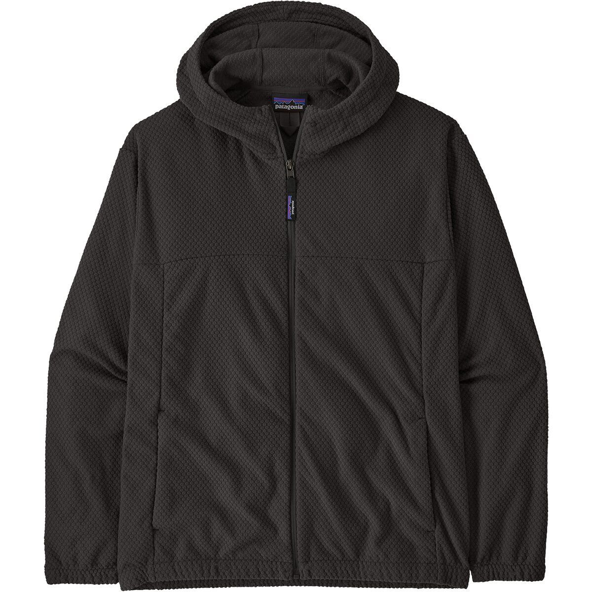 Image of Patagonia Textured Fleece Hooded Jacket - Men's Black, L