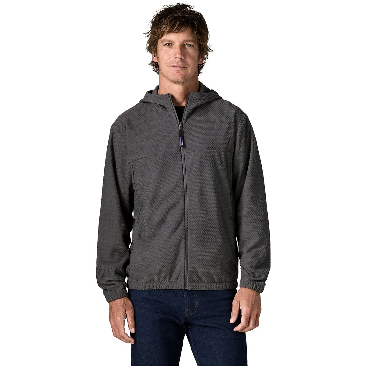Image of Patagonia Textured Fleece Hooded Jacket - Men's Forge Grey, S