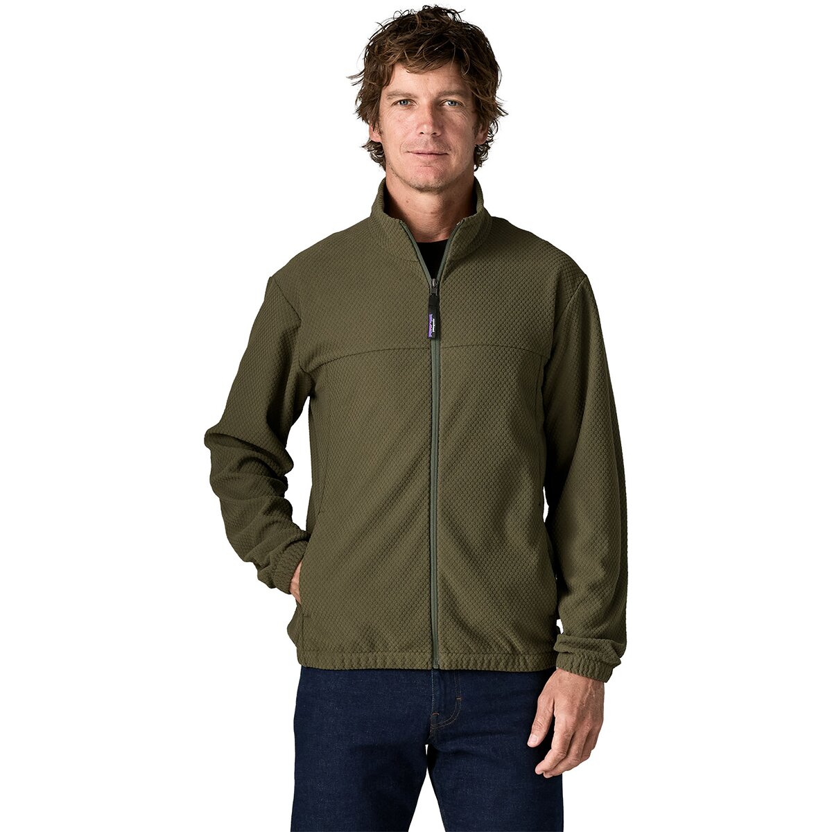 Image of Patagonia Textured Fleece Jacket - Men's Basin Green, M