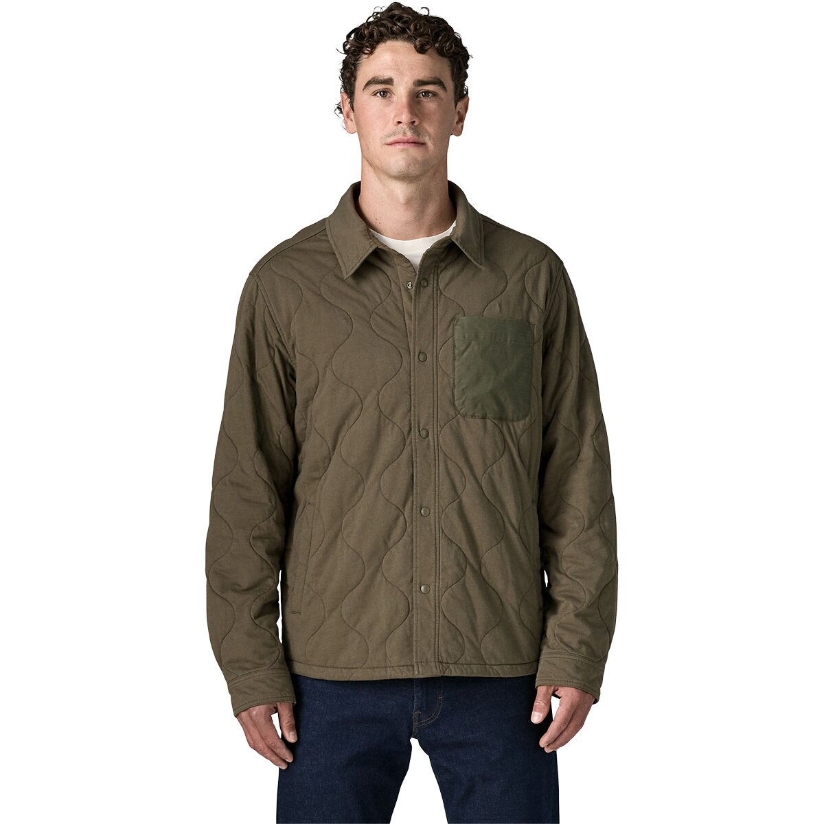 Image of Patagonia Daily Quilted Shirt Jacket - Men's Basin Green, M