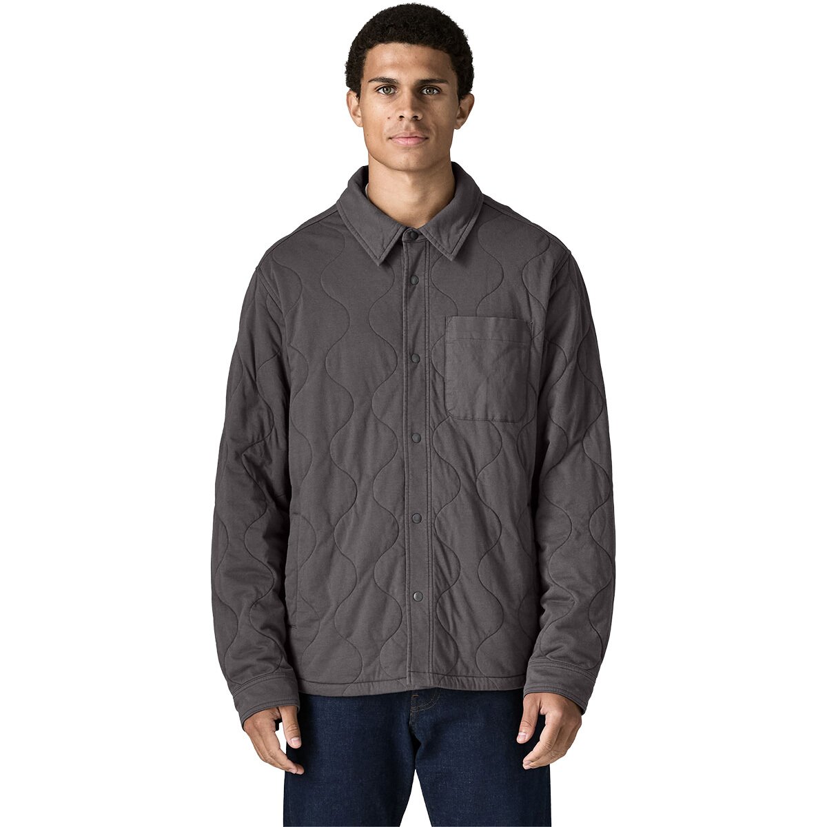 Image of Patagonia Daily Quilted Shirt Jacket - Men's Forge Grey, L