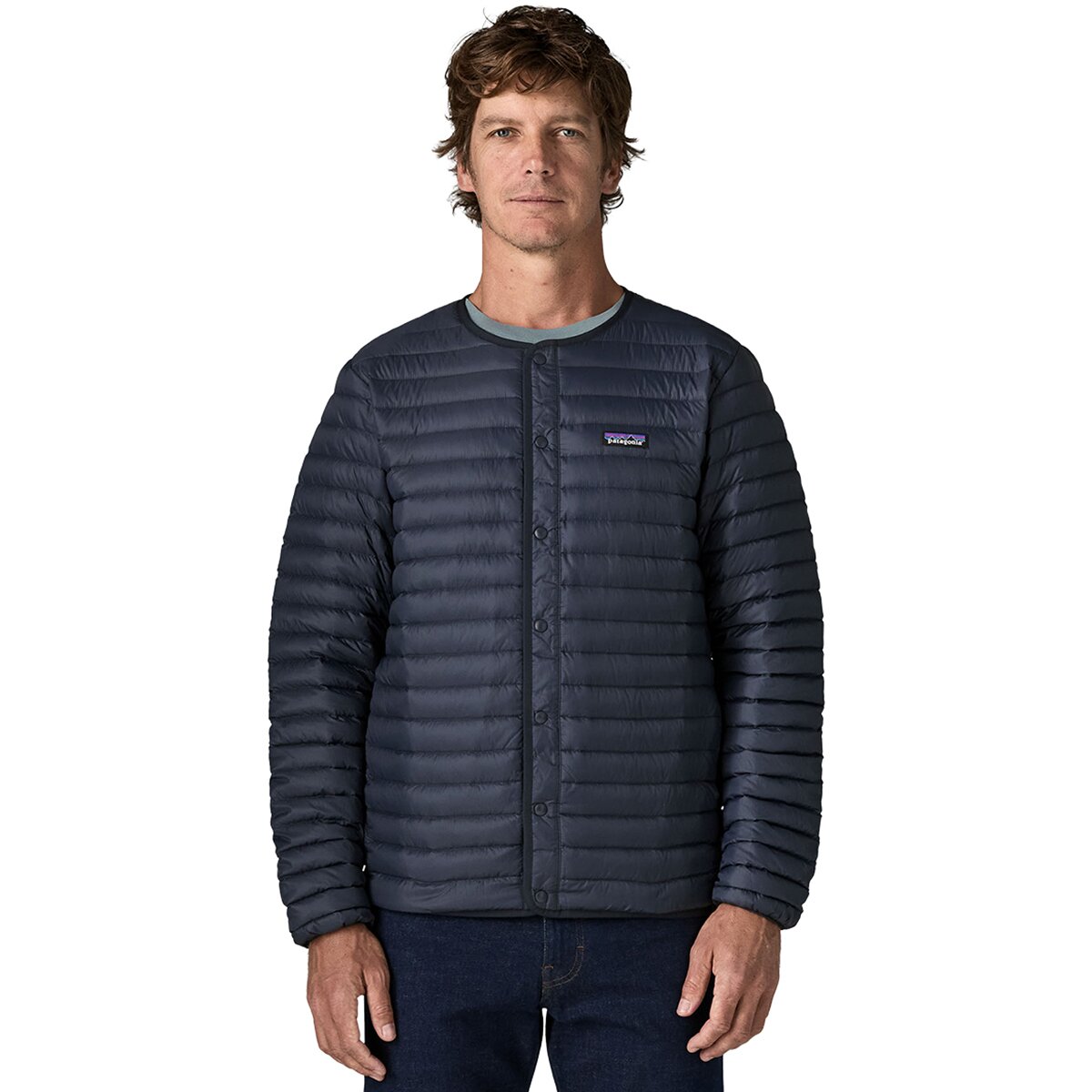 Image of Patagonia Lightweight Down Sweater Cardigan - Men's New Navy, M