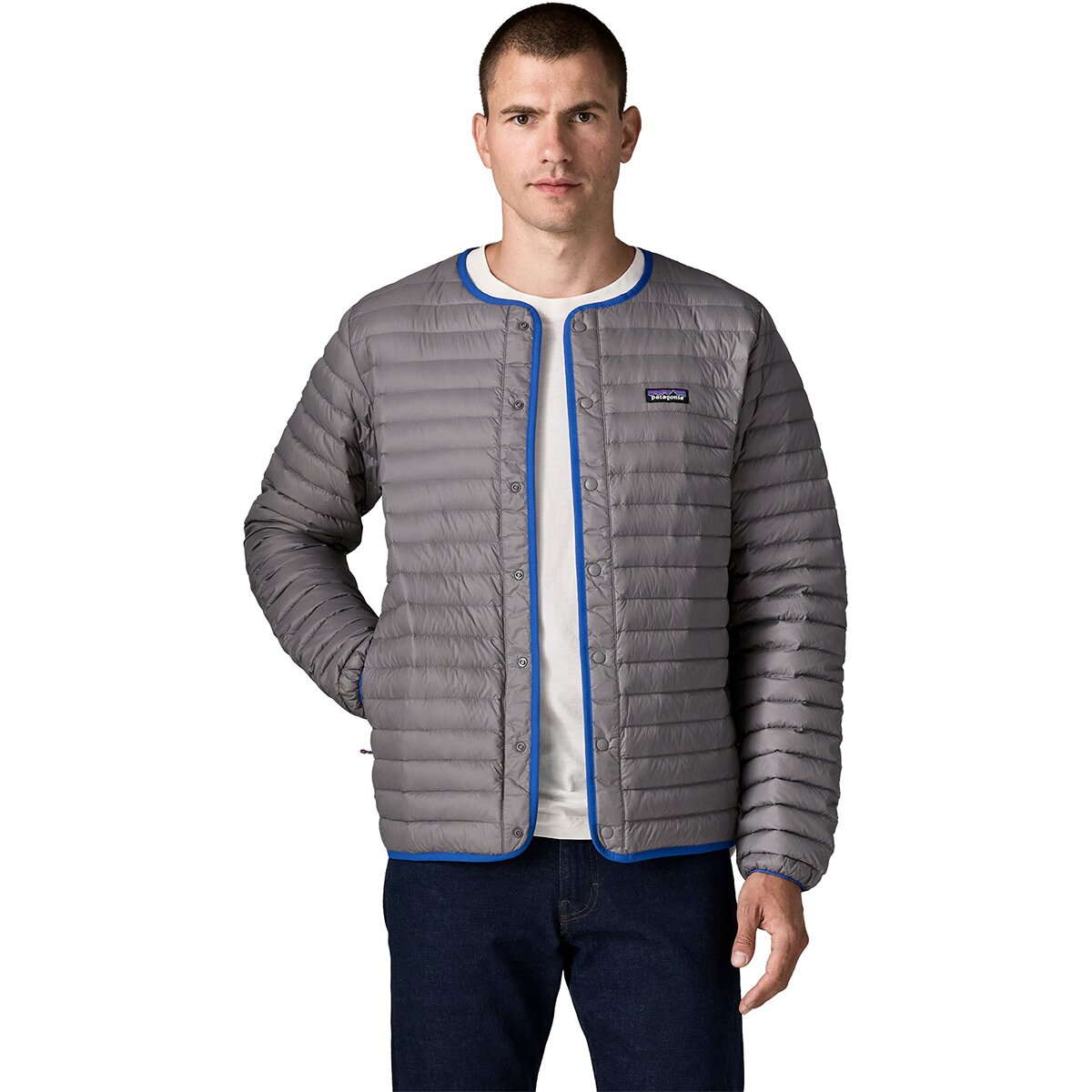 Image of Patagonia Lightweight Down Sweater Cardigan - Men's Noble Grey, S