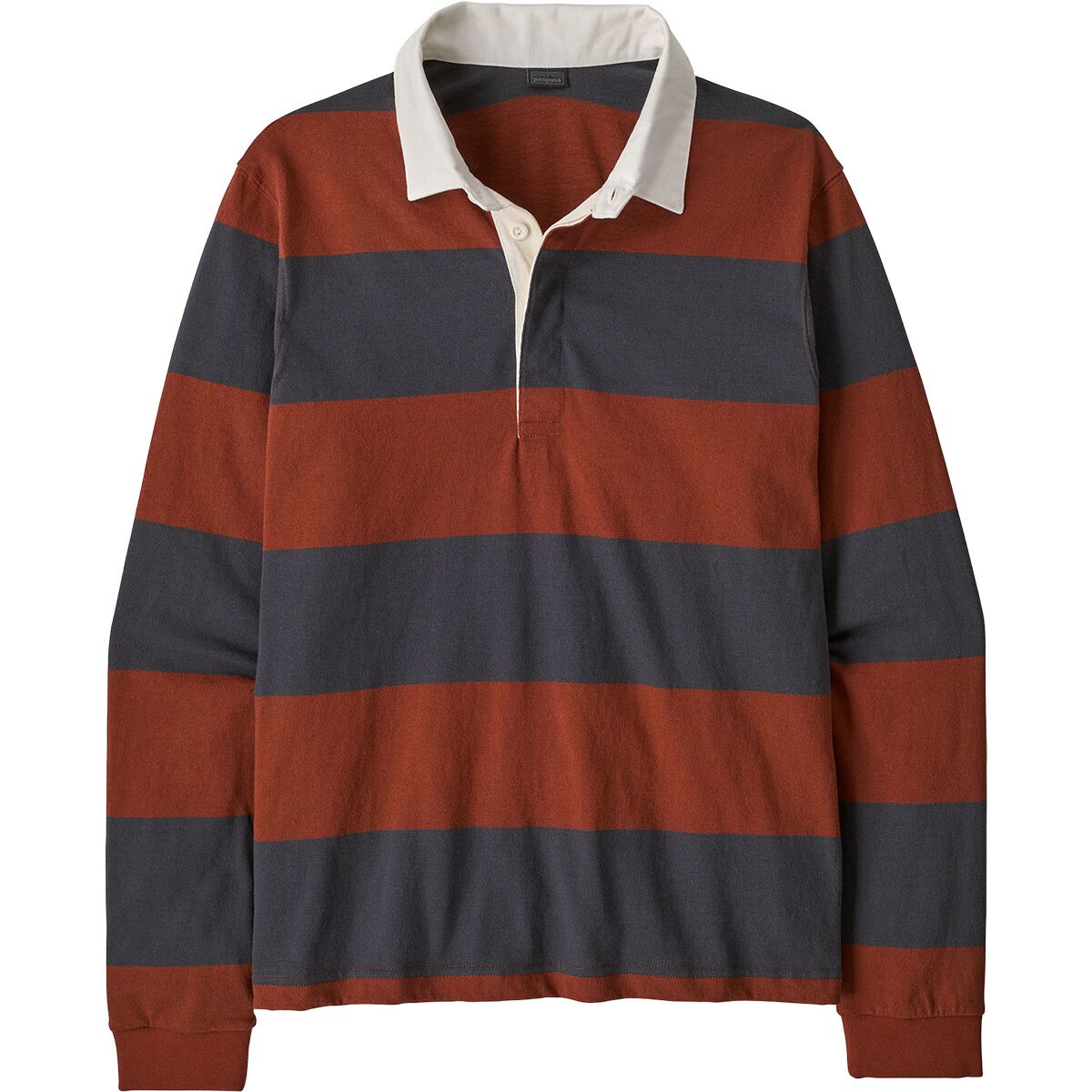 Image of Patagonia Long-Sleeve Rugby Shirt - Men's Wide Stripe/Rusty Red, XXL