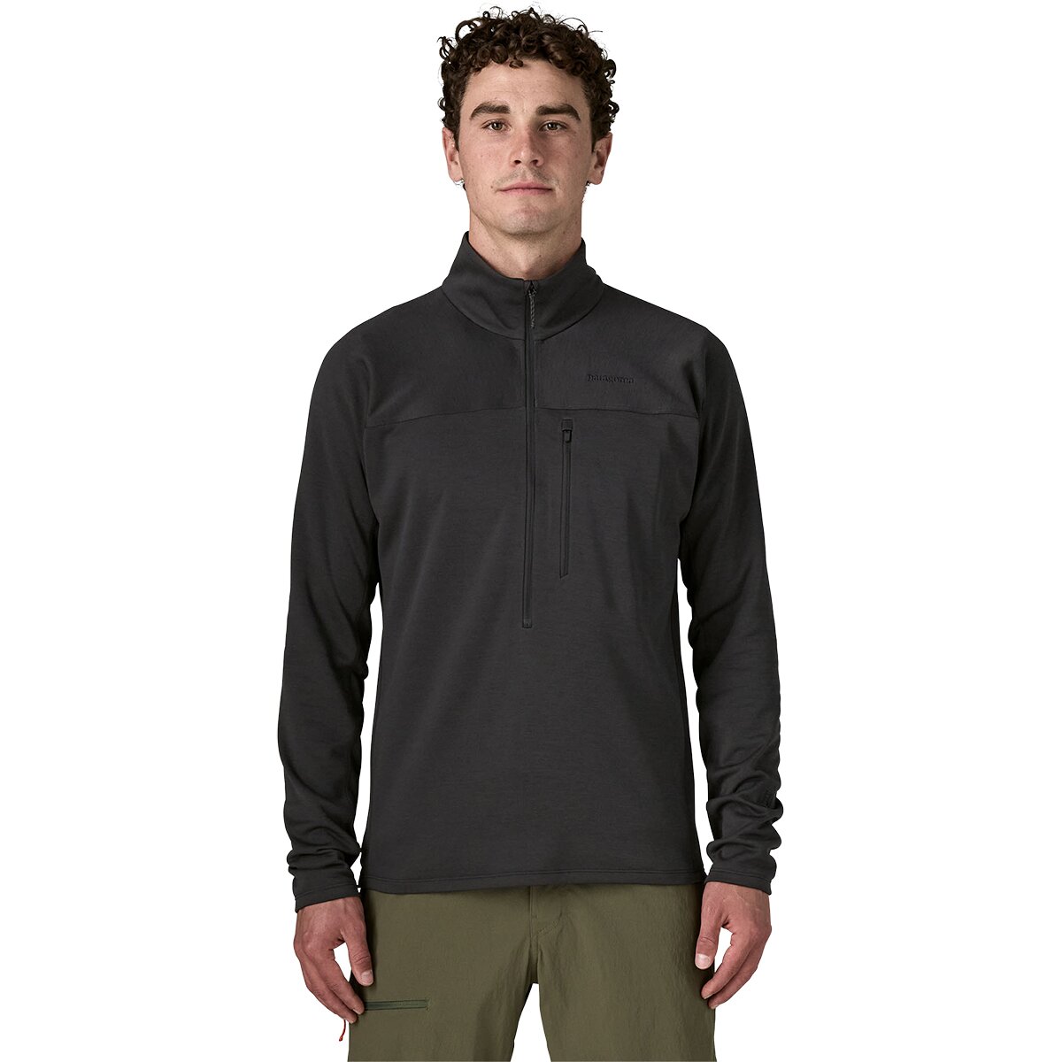 Image of Patagonia R1 Ultralight 1/2-Zip Jacket - Men's Black, M
