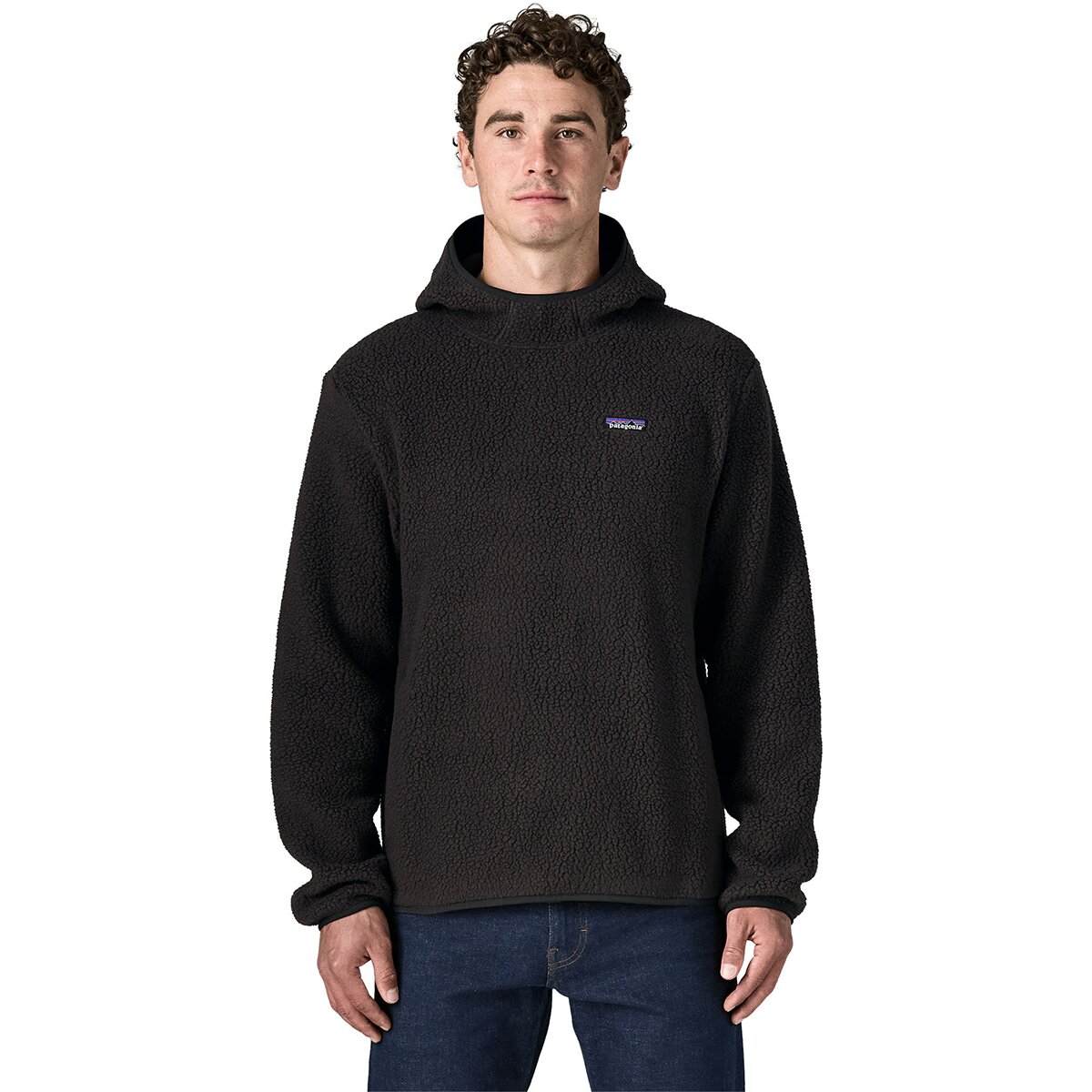 Image of Patagonia Retro Pile Pullover Hoodie - Men's Black, M