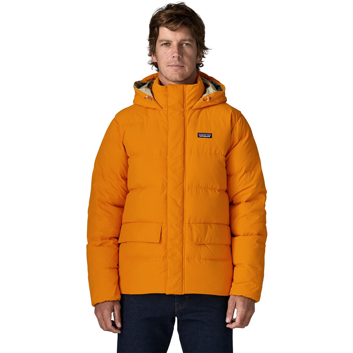 Image of Patagonia Sisar Down Hooded Jacket - Men's Autumn Orange, S