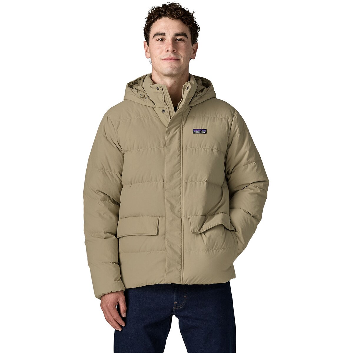 Image of Patagonia Sisar Down Hooded Jacket - Men's Weathered Stone, L
