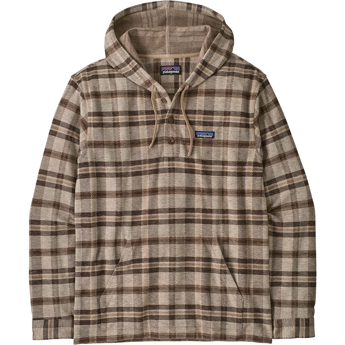 Image of Patagonia Stretch Fjord Flannel Pullover Hoodie - Men's Freeride/Oar Tan, M