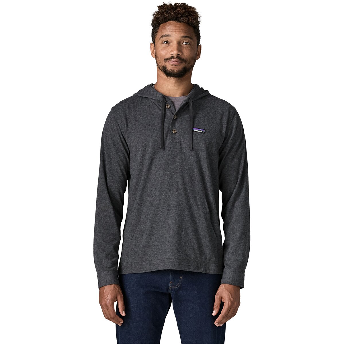 Image of Patagonia Stretch Fjord Flannel Pullover Hoodie - Men's Whole Knit/Forge Grey, S
