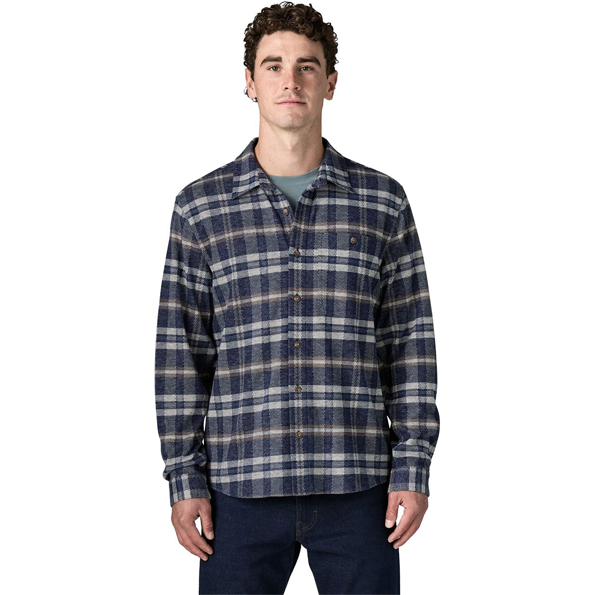 Image of Patagonia Stretch Fjord Flannel Shirt - Men's Freeride/New Navy, XXL