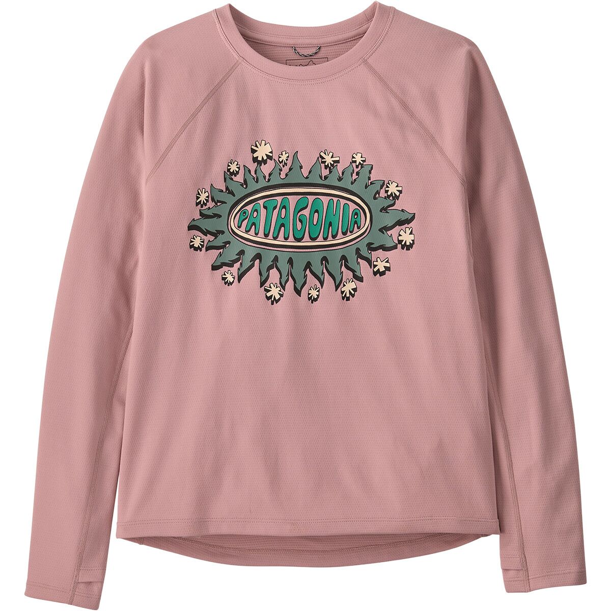Image of Patagonia Capilene Midweight Crew Top - Kids' Wavy Treelines/Fuzzy Mauve, L
