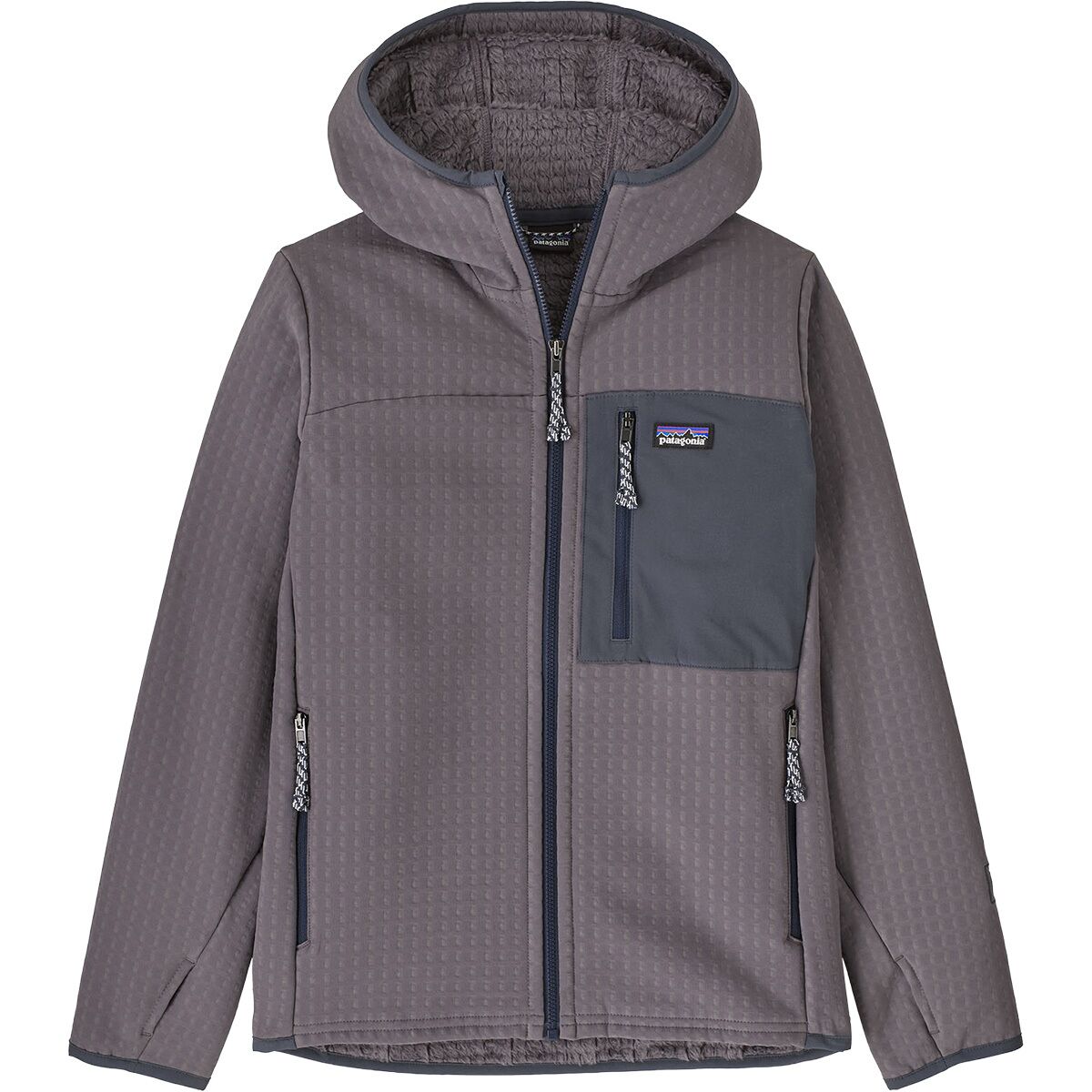 Image of Patagonia R2 TechFace Hooded Jacket - Kids' May Grey, XS