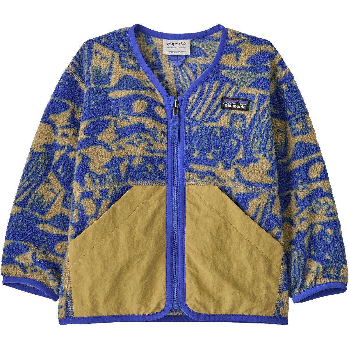Image of Patagonia Shearling Jacket - Toddlers' Let's Chat/Eddy Blue, 5T