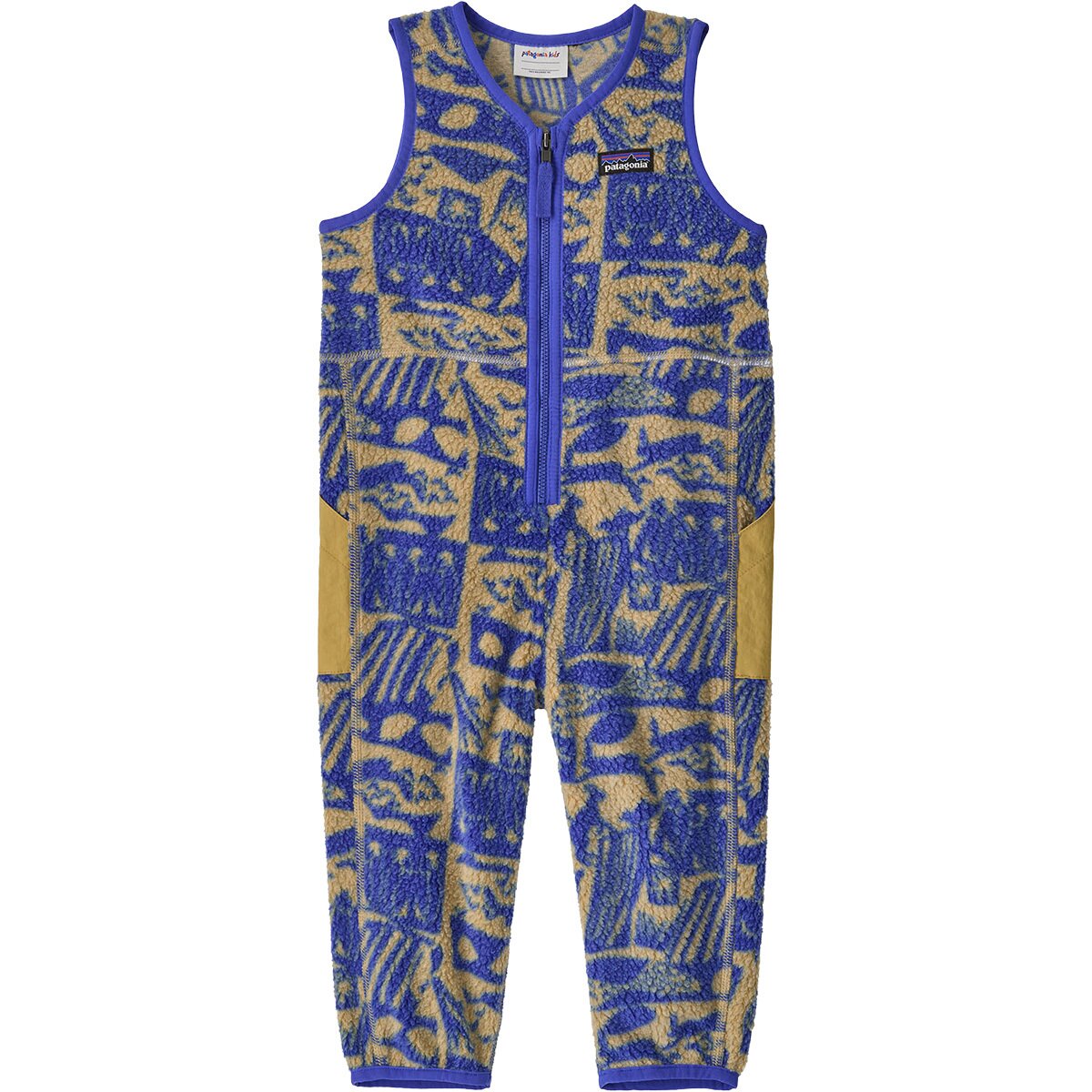 Image of Patagonia Shearling Overall - Toddlers' Let's Chat/Eddy Blue, 4T