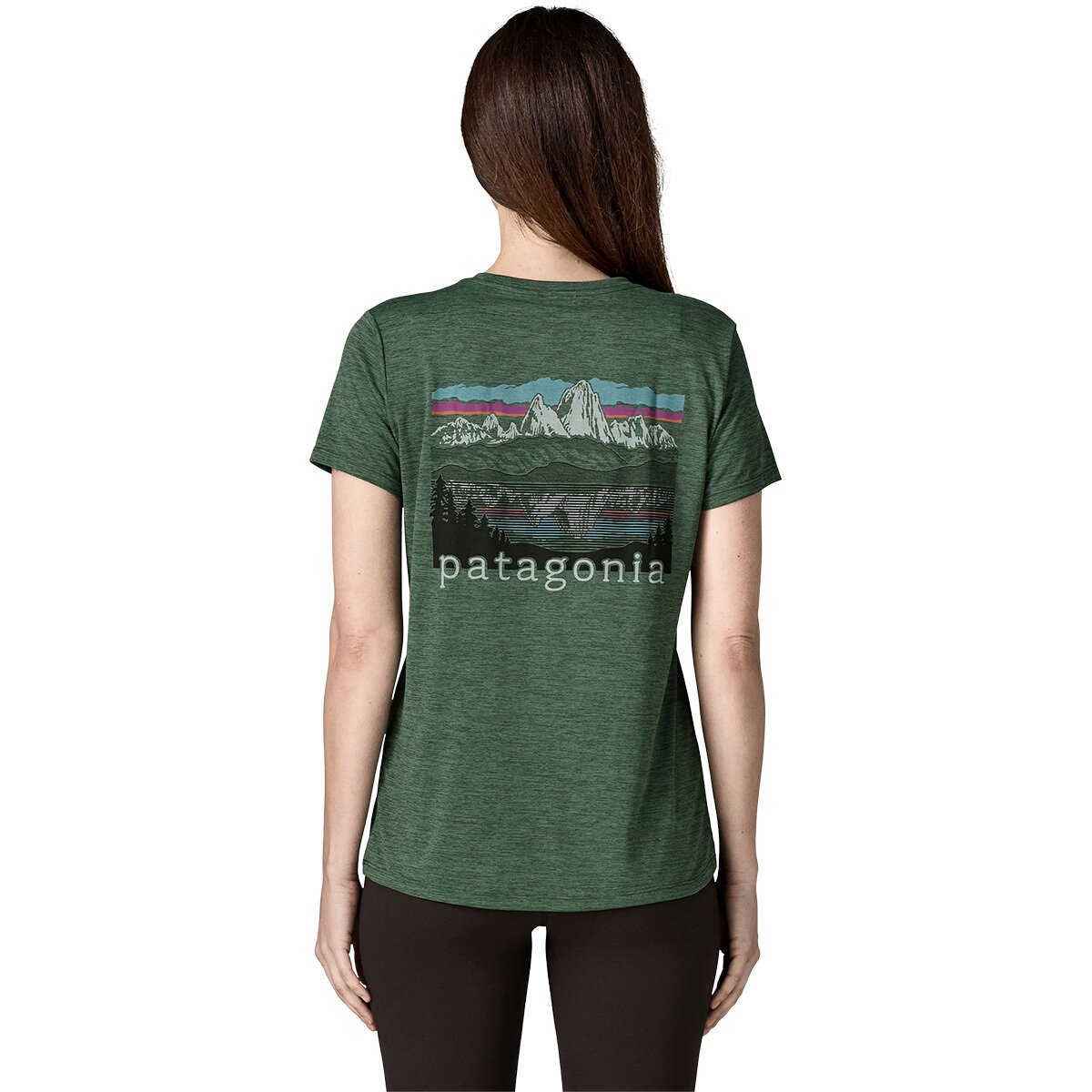 Image of Patagonia Capilene Cool Daily Shirt - Fitz Roy Foothills - Women's Canopy Green - Light Canopy Green X-Dye, M