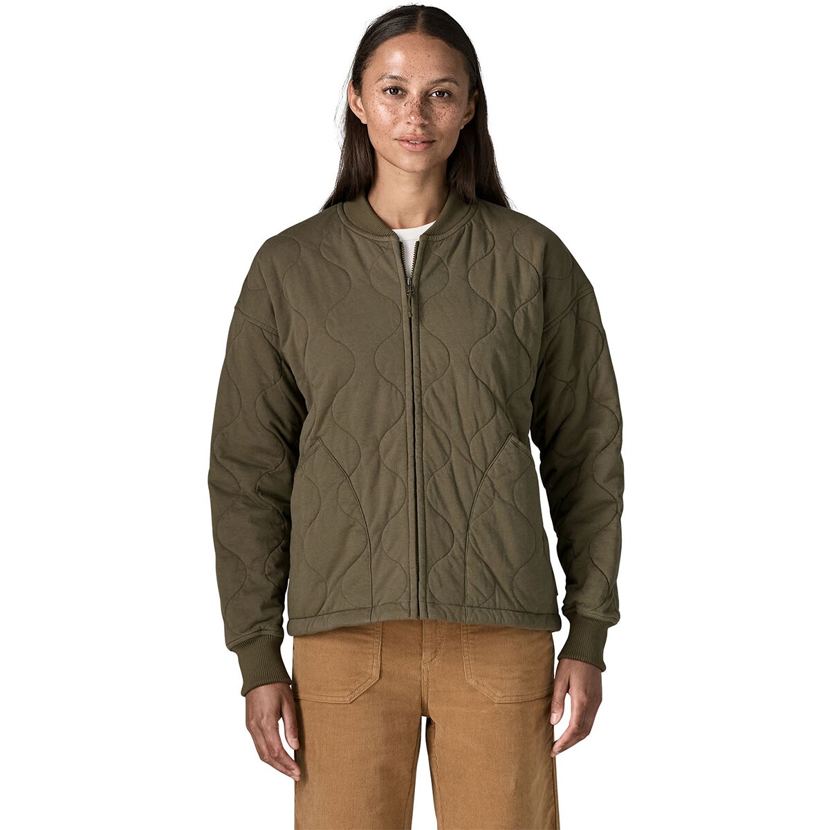 Image of Patagonia Daily Quilted Bomber Jacket - Women's Basin Green, XL