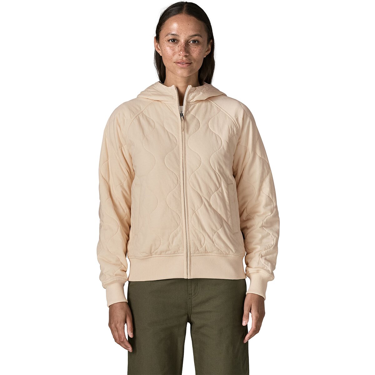 Image of Patagonia Daily Quilted Hooded Jacket - Women's Natural, L