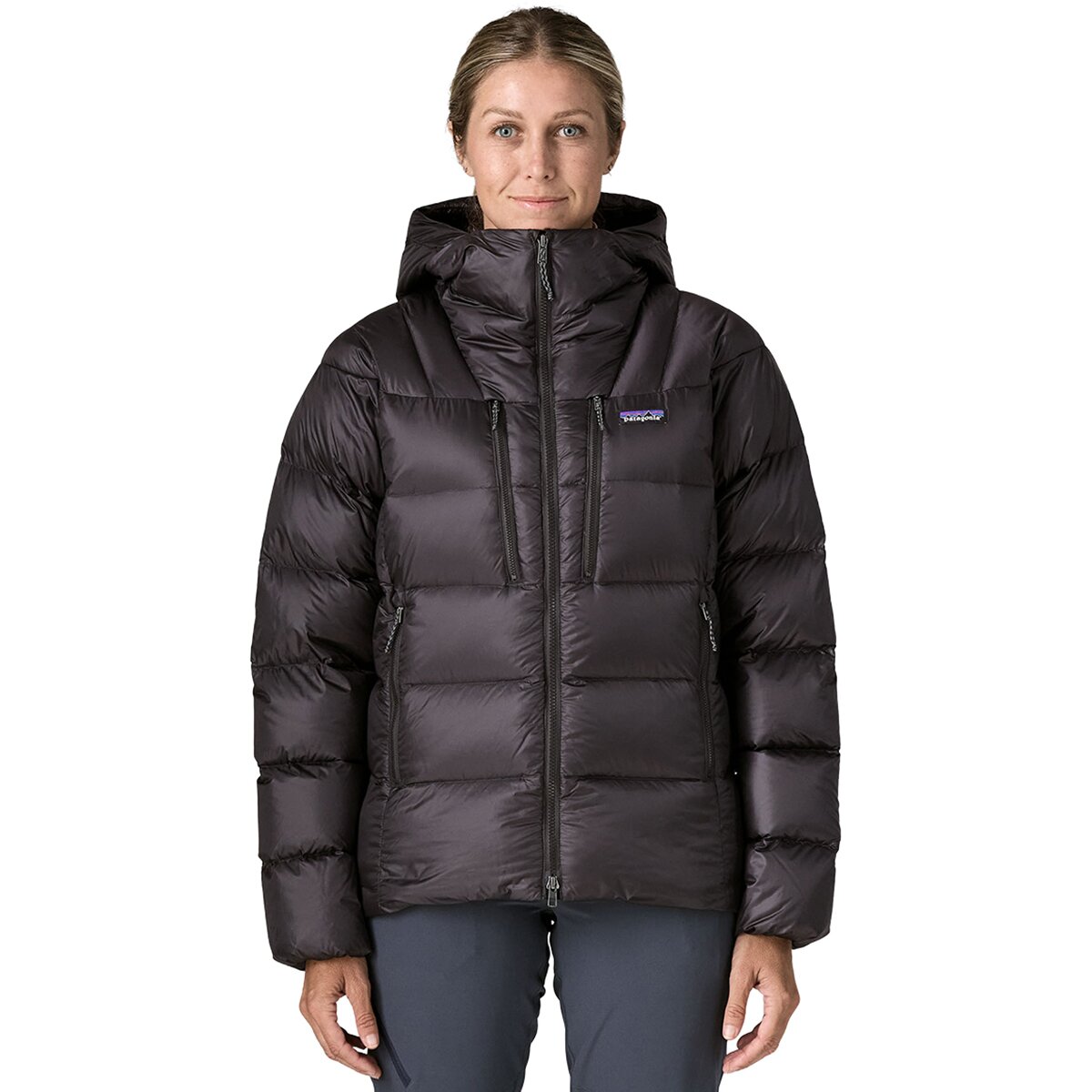 Image of Patagonia Fitz Roy Down Hooded Jacket - Women's Black, L
