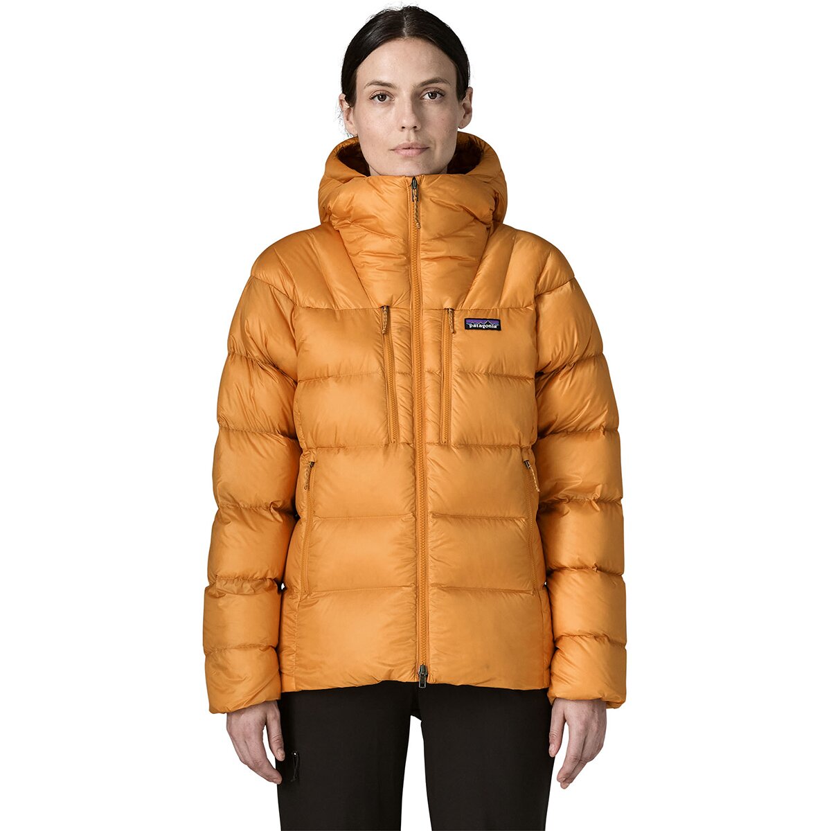 Image of Patagonia Fitz Roy Down Hooded Jacket - Women's Dried Mango, M
