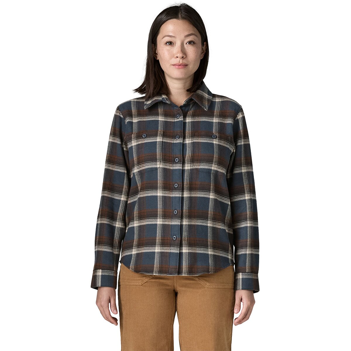 Image of Patagonia Fjord Flannel Shirt - Women's Cozy Cabin/Smolder Blue, XS