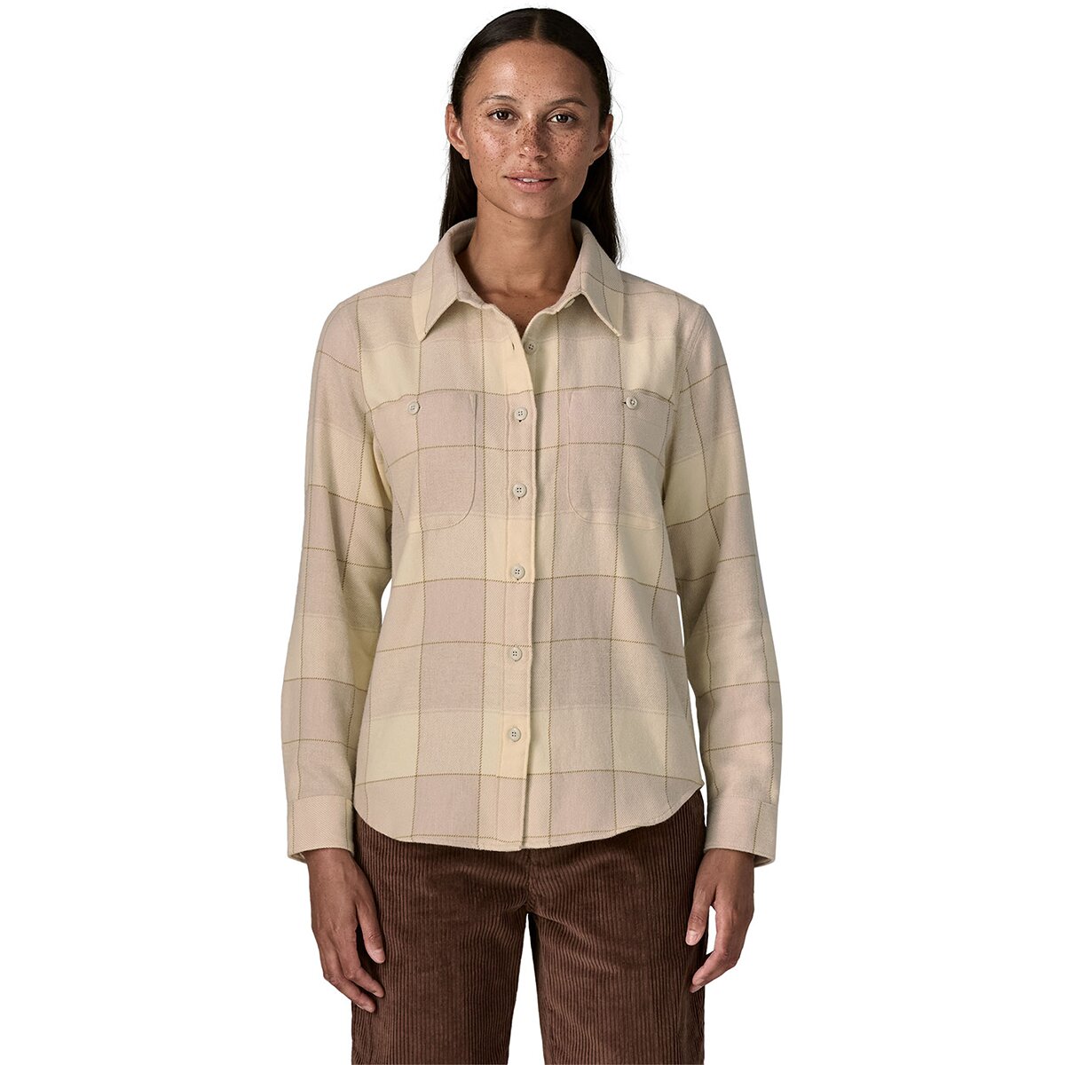 Image of Patagonia Fjord Flannel Shirt - Women's Snow Owl/Rutabaga White, L