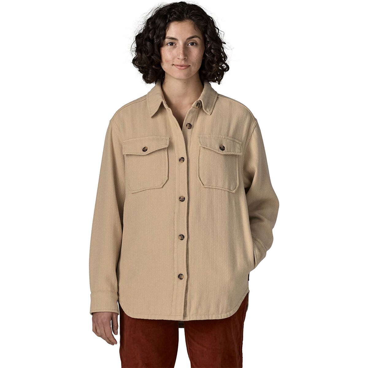 Image of Patagonia Fjord Loft Overshirt Jacket - Women's Tundra Twill/Oar Tan, XL