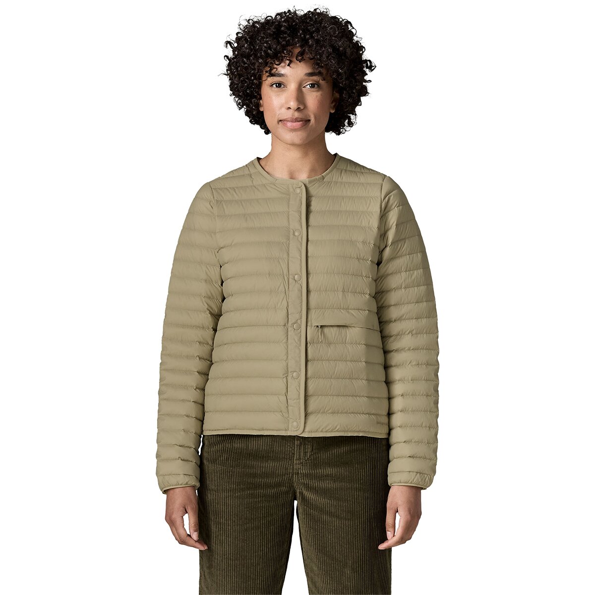 Image of Patagonia Lightweight Reversible Down Sweater Cardigan - Women's Weathered Stone, M