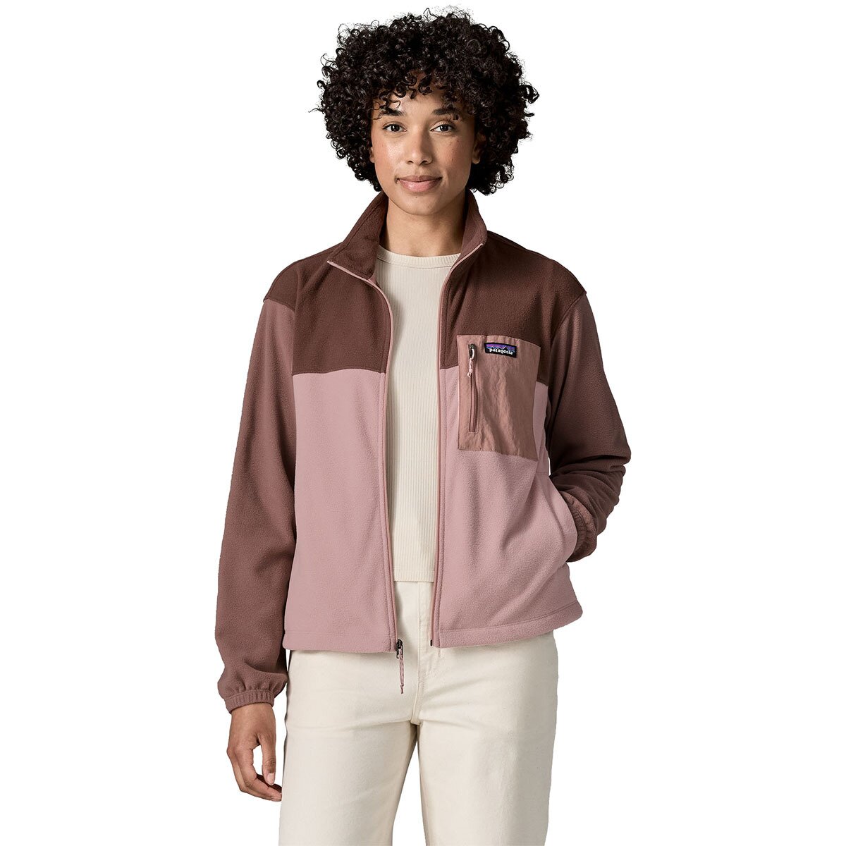 Image of Patagonia Micro D Patch Pocket Jacket - Women's Fuzzy Mauve, L
