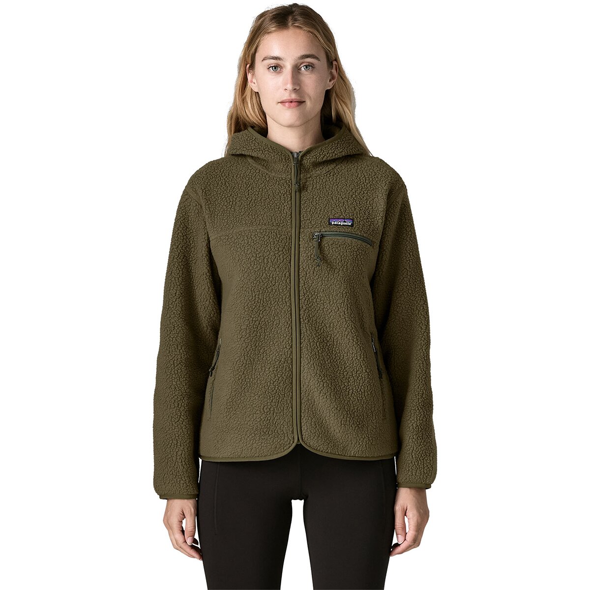 Image of Patagonia Retro Pile Hooded Jacket - Women's Basin Green, M