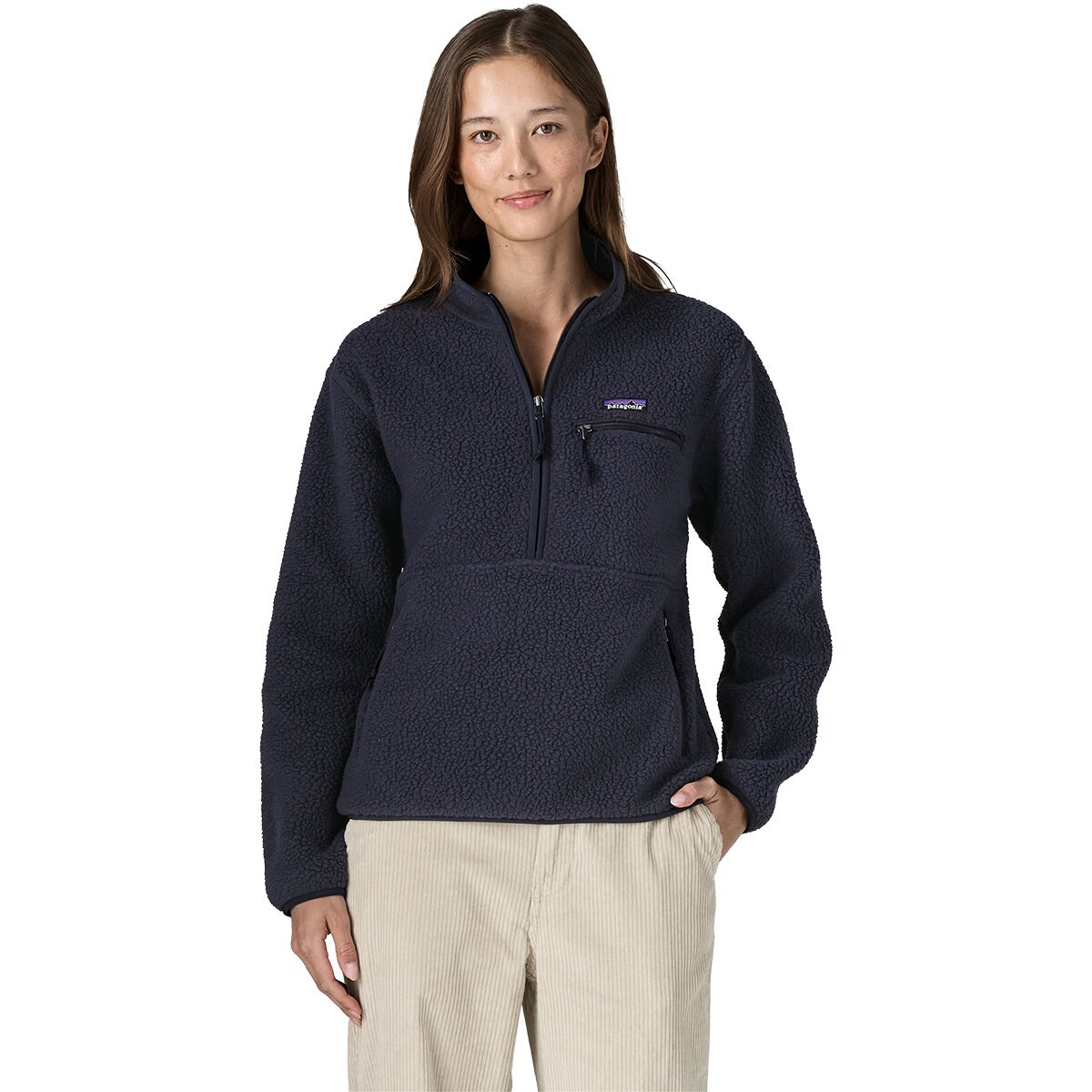 Image of Patagonia Retro Pile Marsupial Pullover - Women's Sunken Blue, L