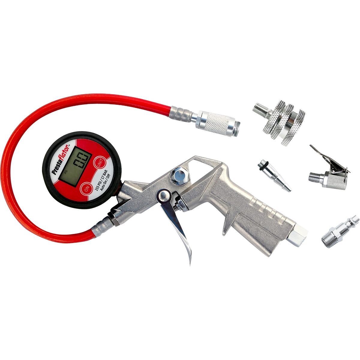 Image of Prestacycle Prestaflator Pro Digital Silver/Red, One Size