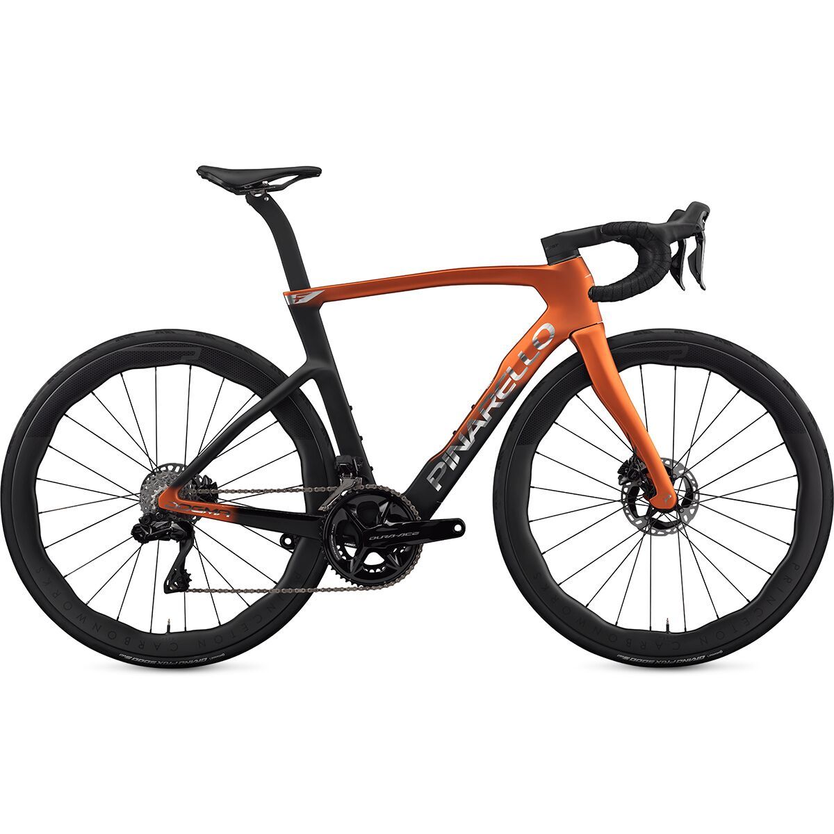 Image of Pinarello Dogma F Red AXS PM Peak 4550 Carbon Wheel Road Bike Luxter Amber, 55