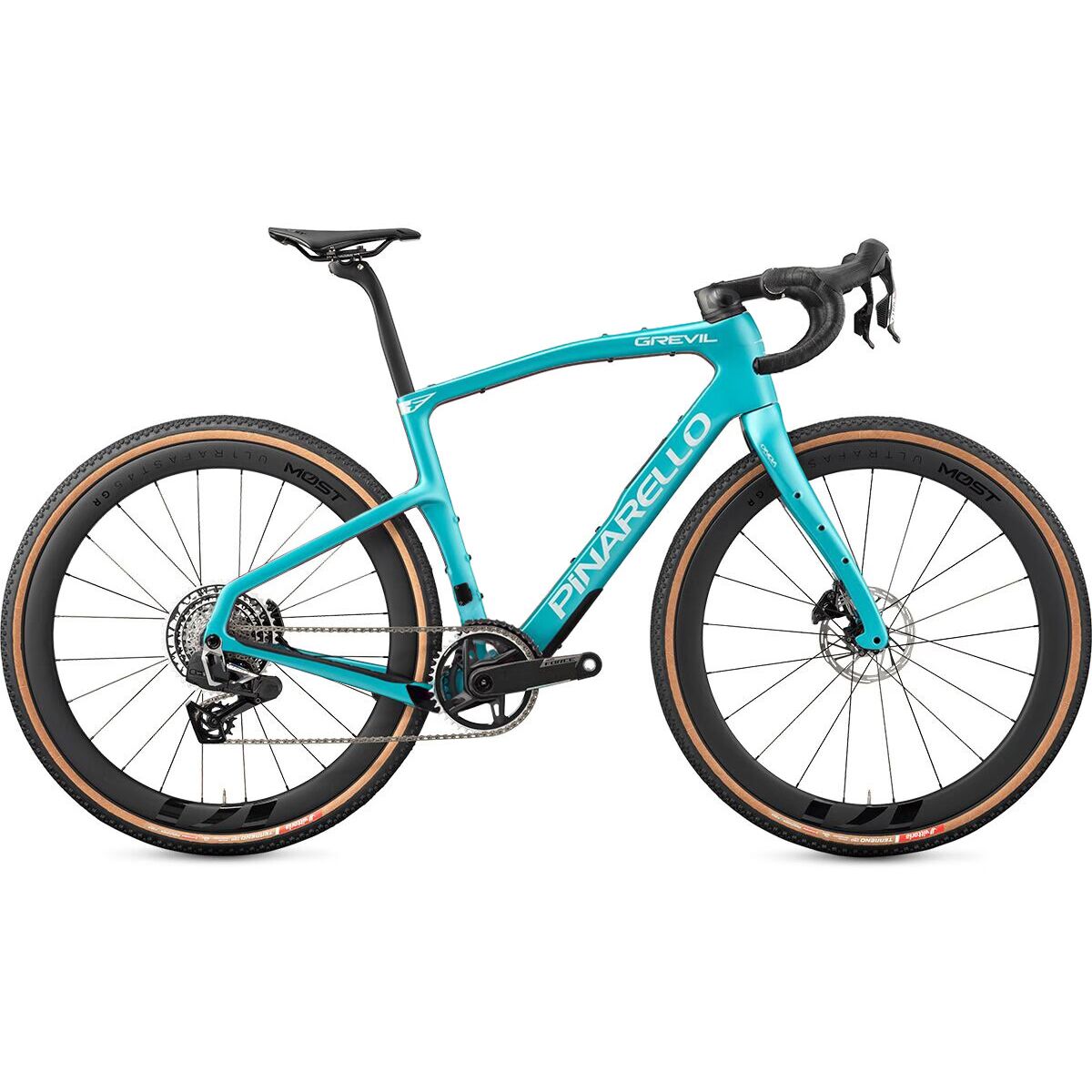 Image of Pinarello Grevil F7 Force XPLR Gravel 45 Carbon Wheel Gravel Bike Stone Turquoise, 55