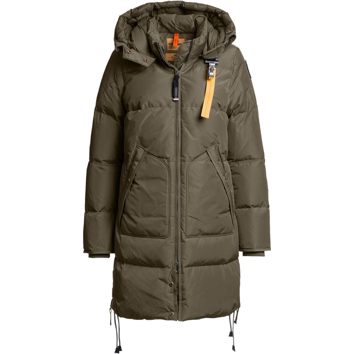 Image of Parajumpers Long Bear Hooded Down Coat - Women's Olive Grey, L