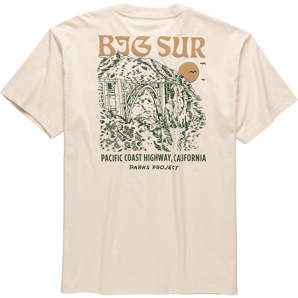 Image of Parks Project Big Sur Bridges Puff Print Pocket T-Shirt - Men's Raw Natural, M