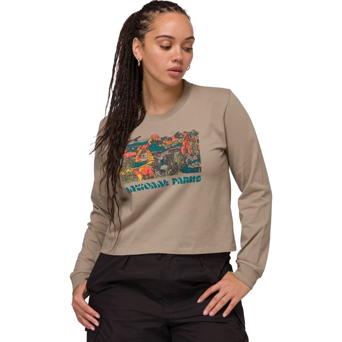 Parks Project Parks Project National Parks Collage Boxy Long-Sleeve T-Shirt - Women's Mushroom Grey, M