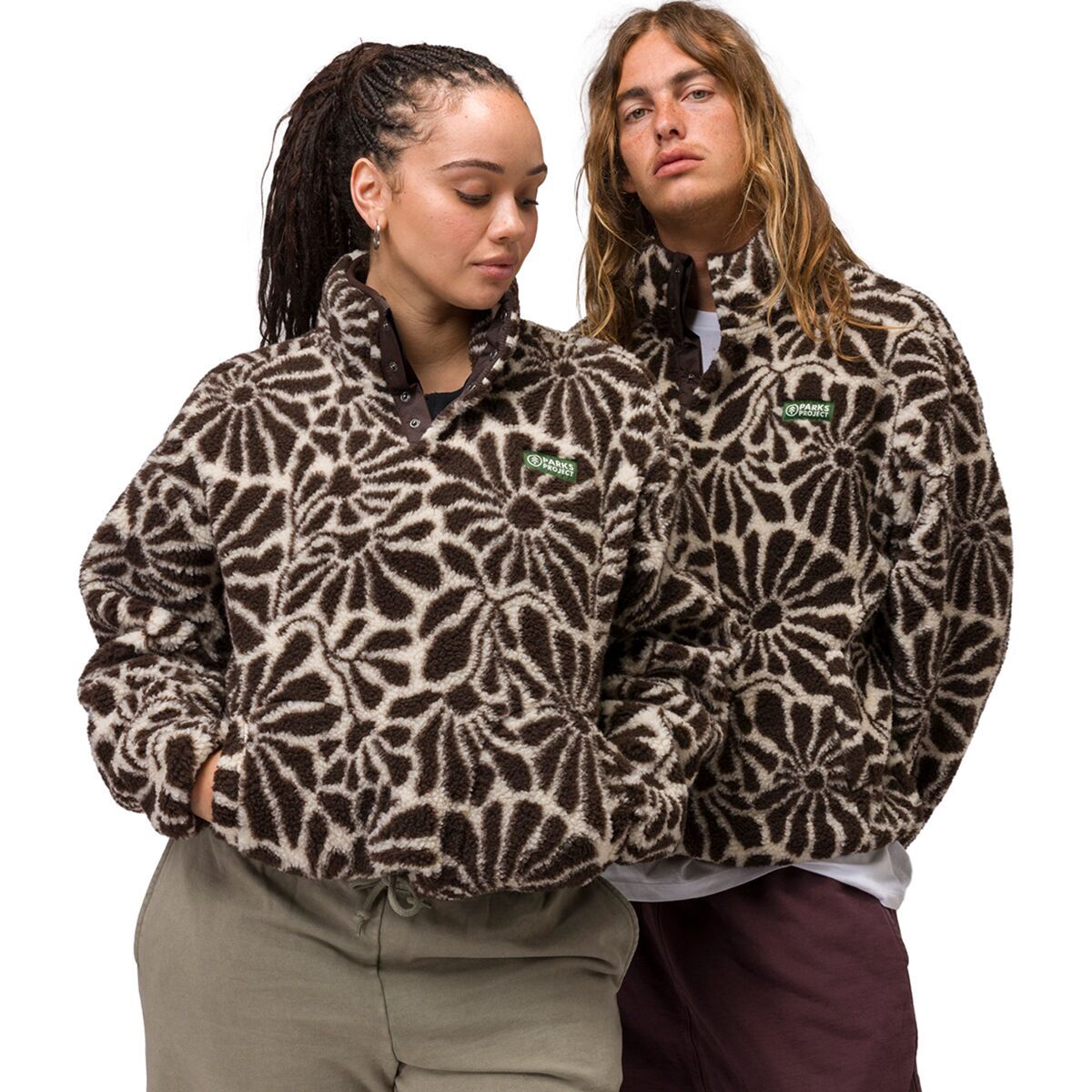 Image of Parks Project High Desert Wildflowers High Pile Fleece Jacket Brown/Natural, M