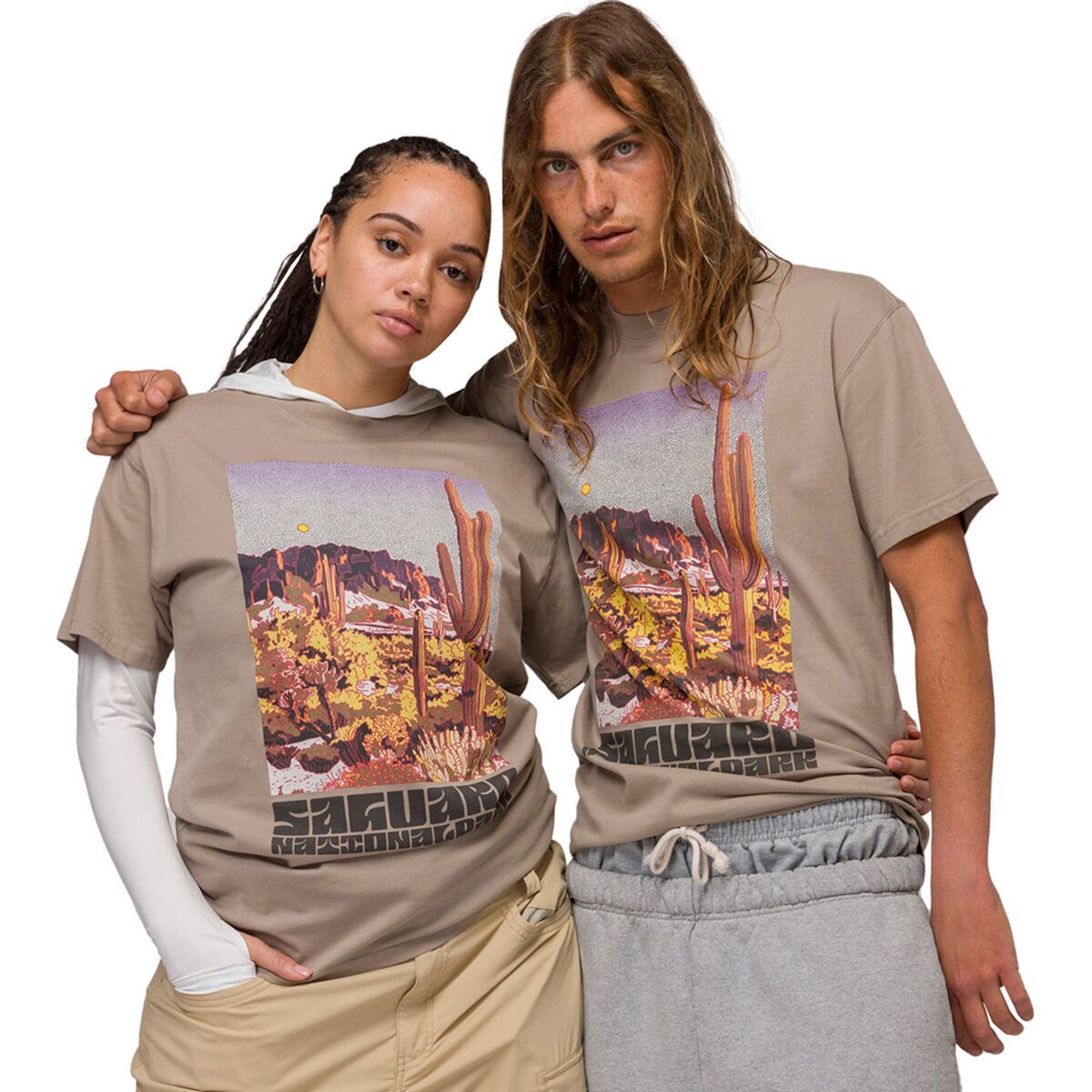 Parks Project Saguaro Cacti T-Shirt Mushroom Grey