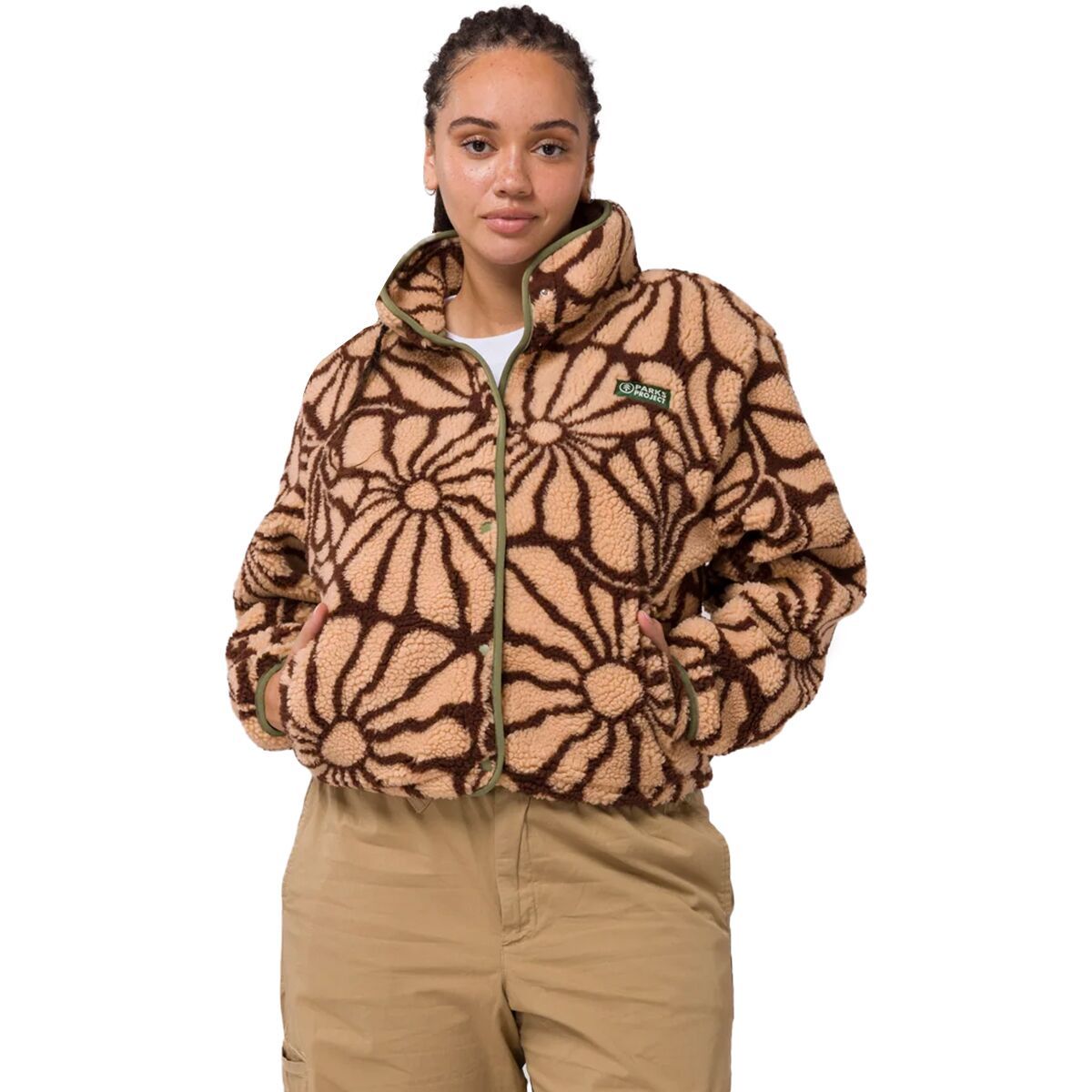 Image of Parks Project Desert Wildflowers High Pile Jacket - Women's Cream/Brown, M