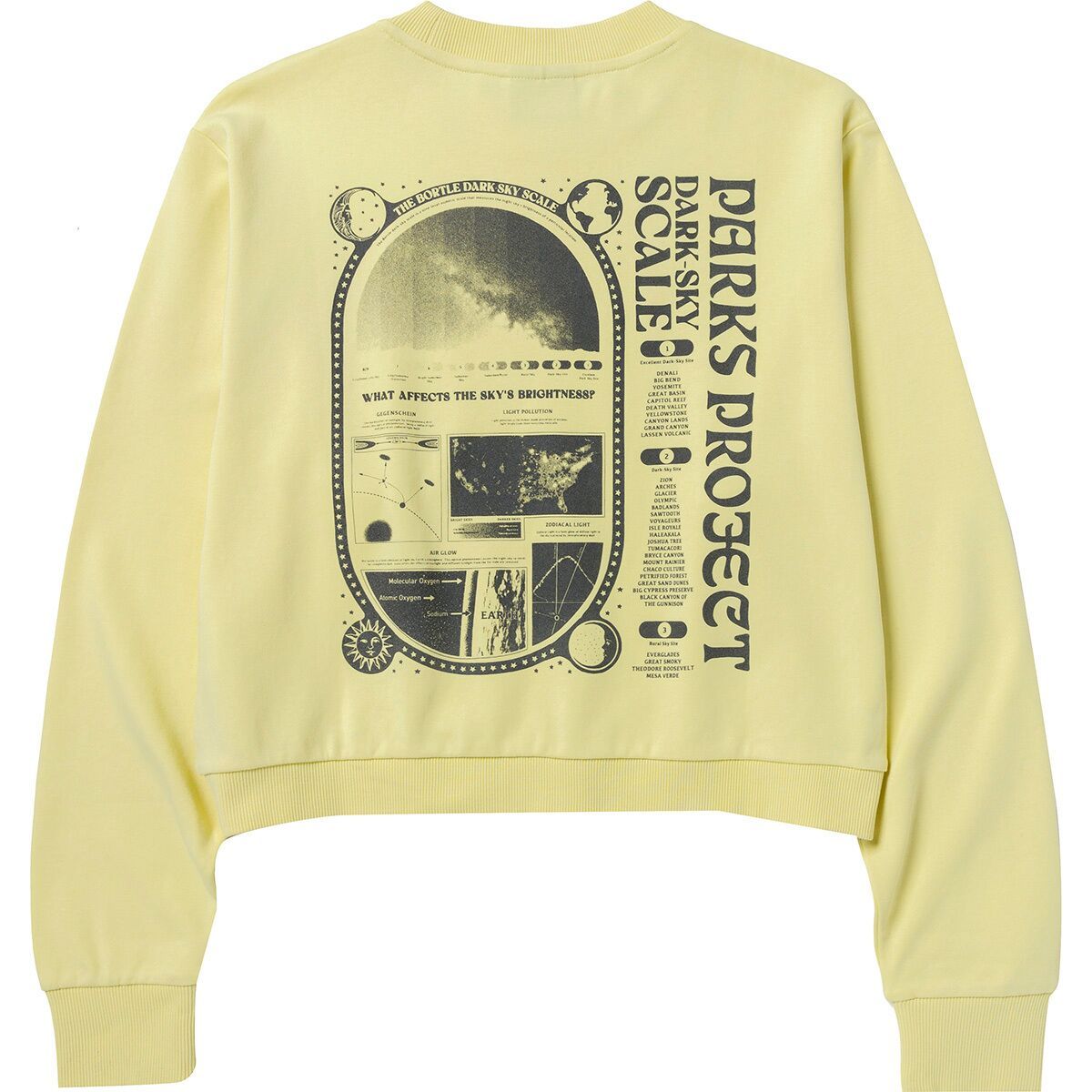 Parks Project Dark Sky Checklist Crop Crew Sweatshirt - Women's Yellow, S