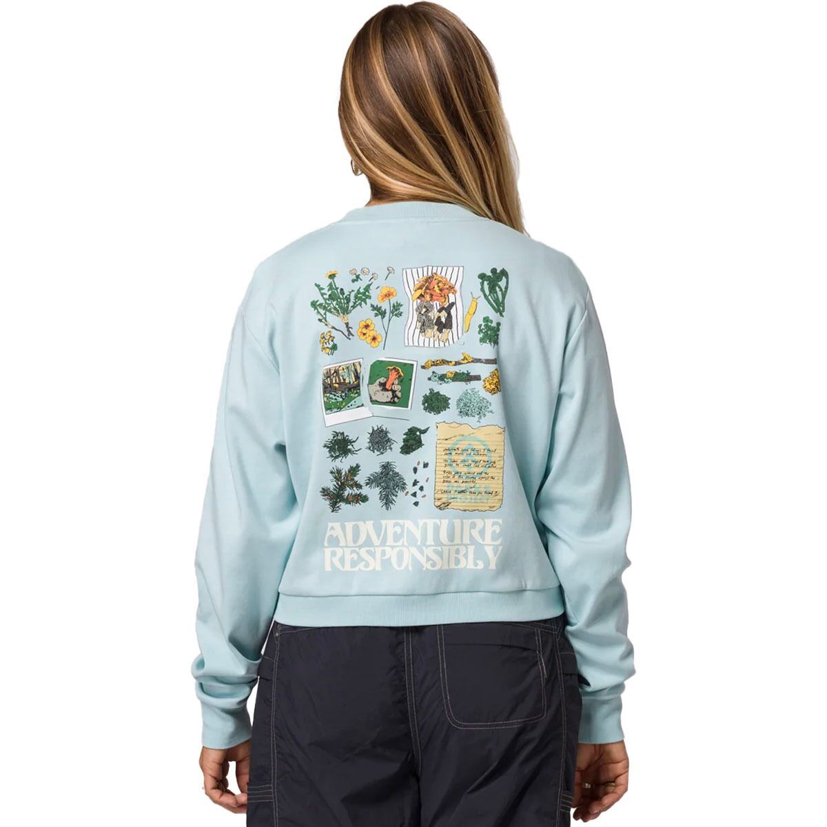 Image of Parks Project Forest Forager Cropped Crew Sweatshirt - Women's Light Blue, M