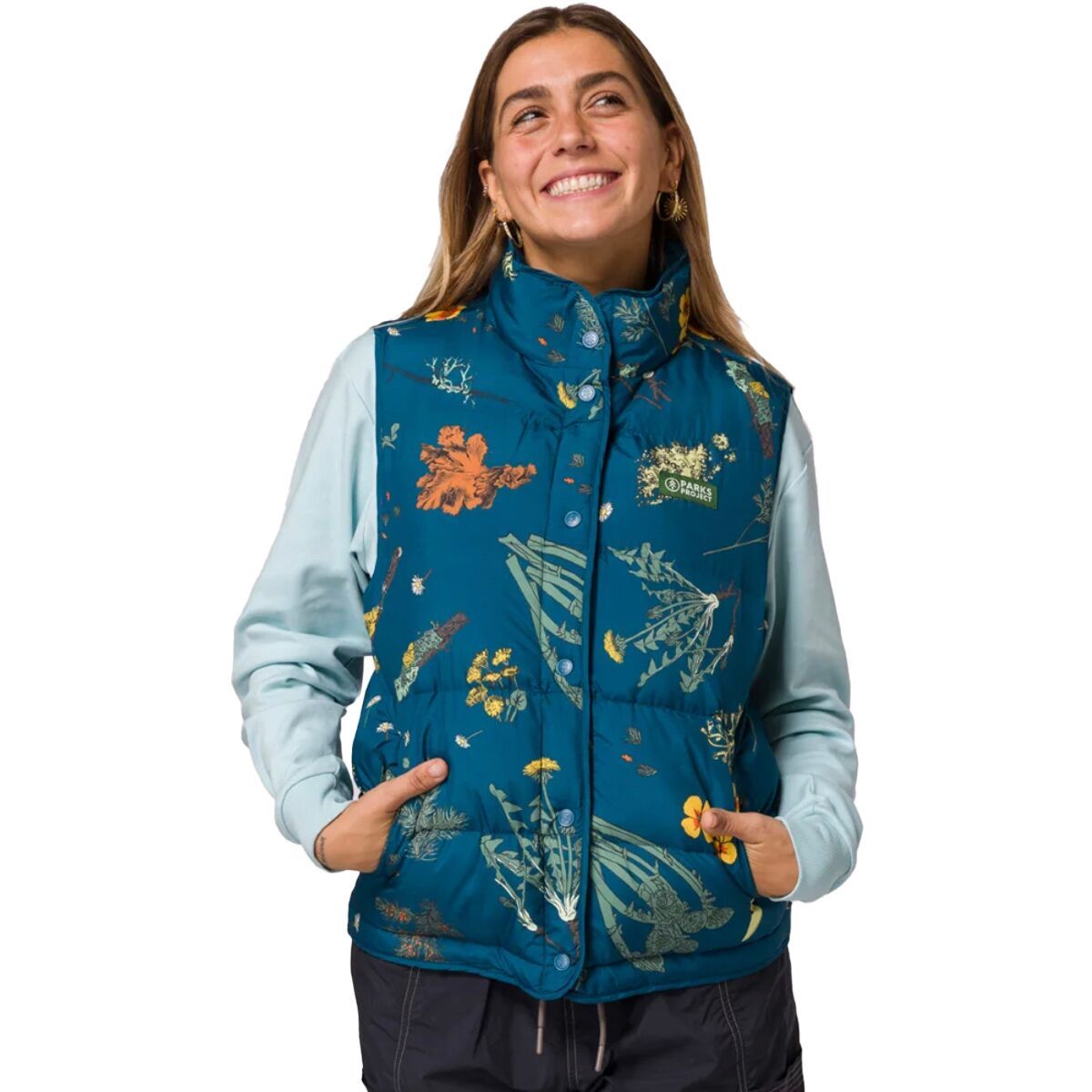 Image of Parks Project Forest Forager Cropped Puffer Vest - Women's Navy, XS